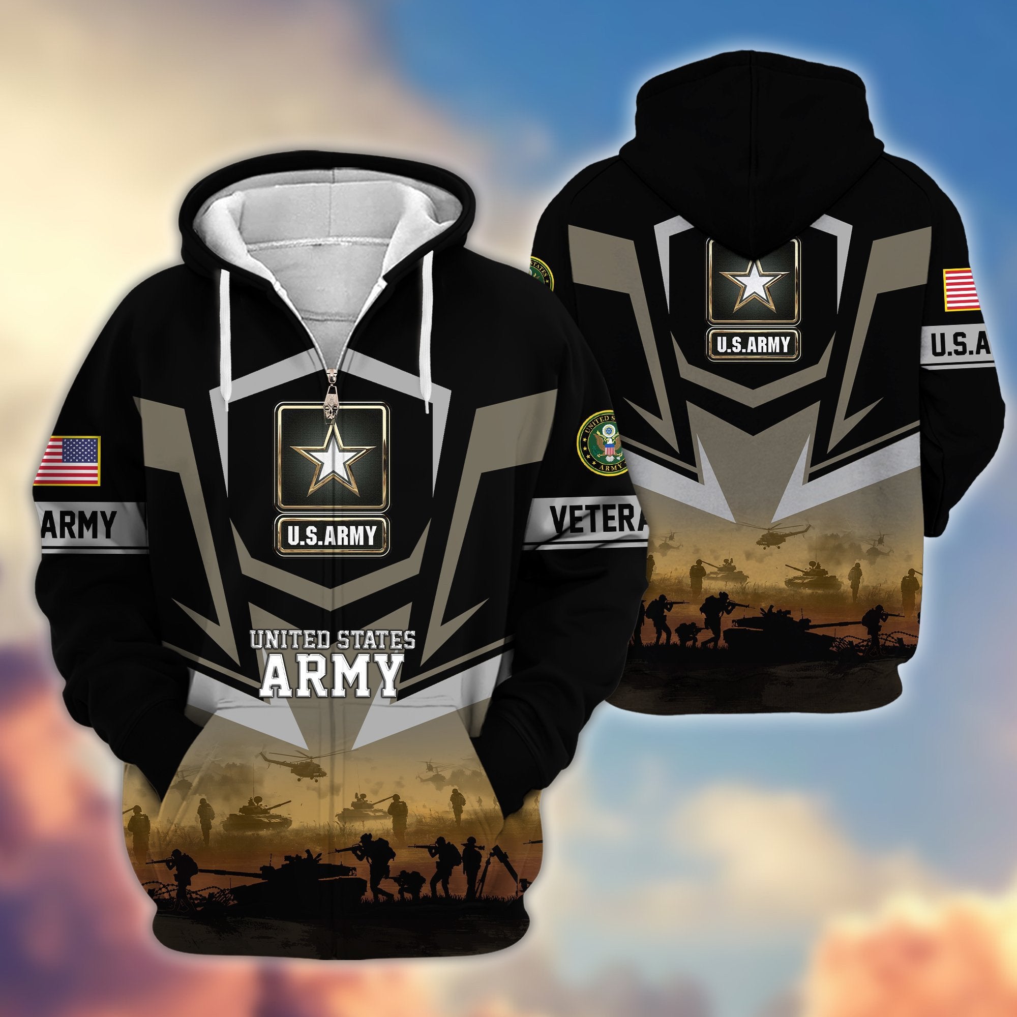 Premium Proudly Served US Veterans Zip Hoodie APHN071112, Gifts For US Veterans