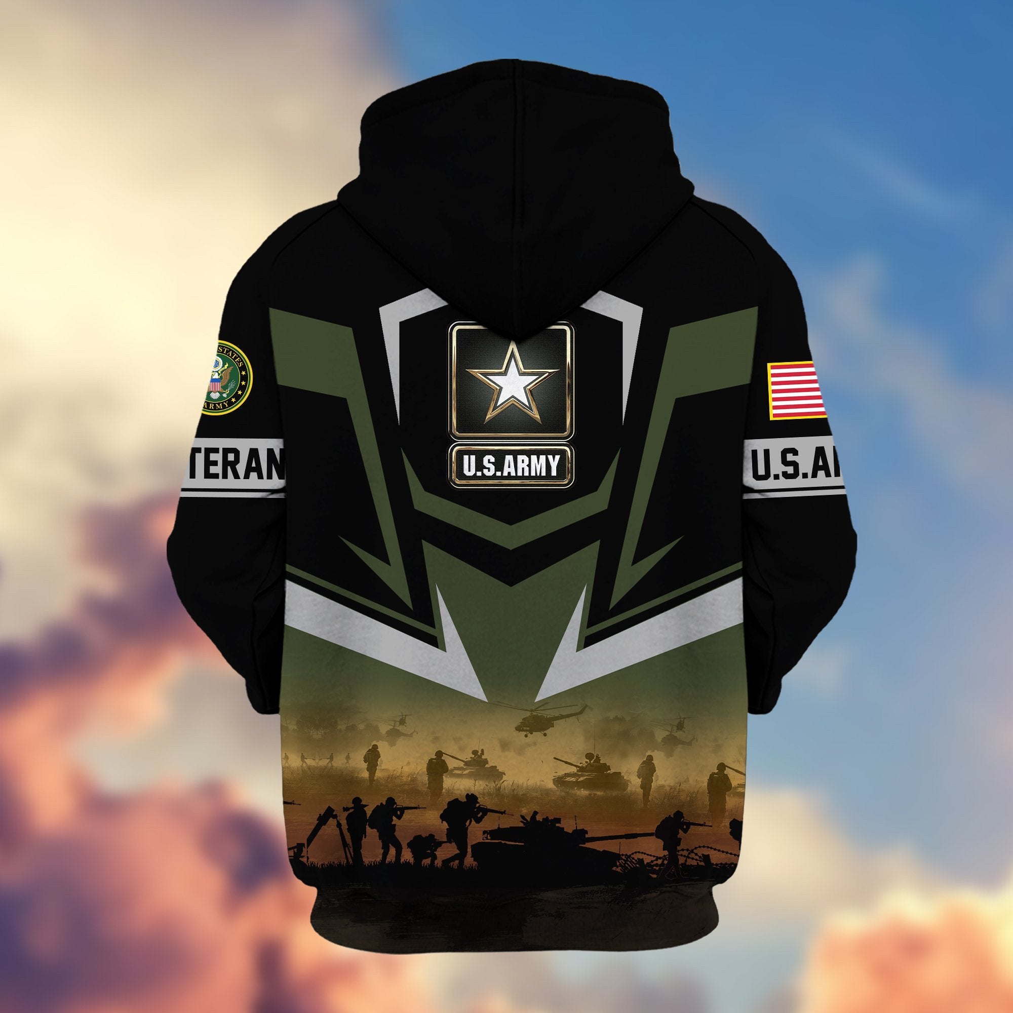 Premium Proudly Served US Veterans Zip Hoodie APHN071112, Gifts For US Veterans