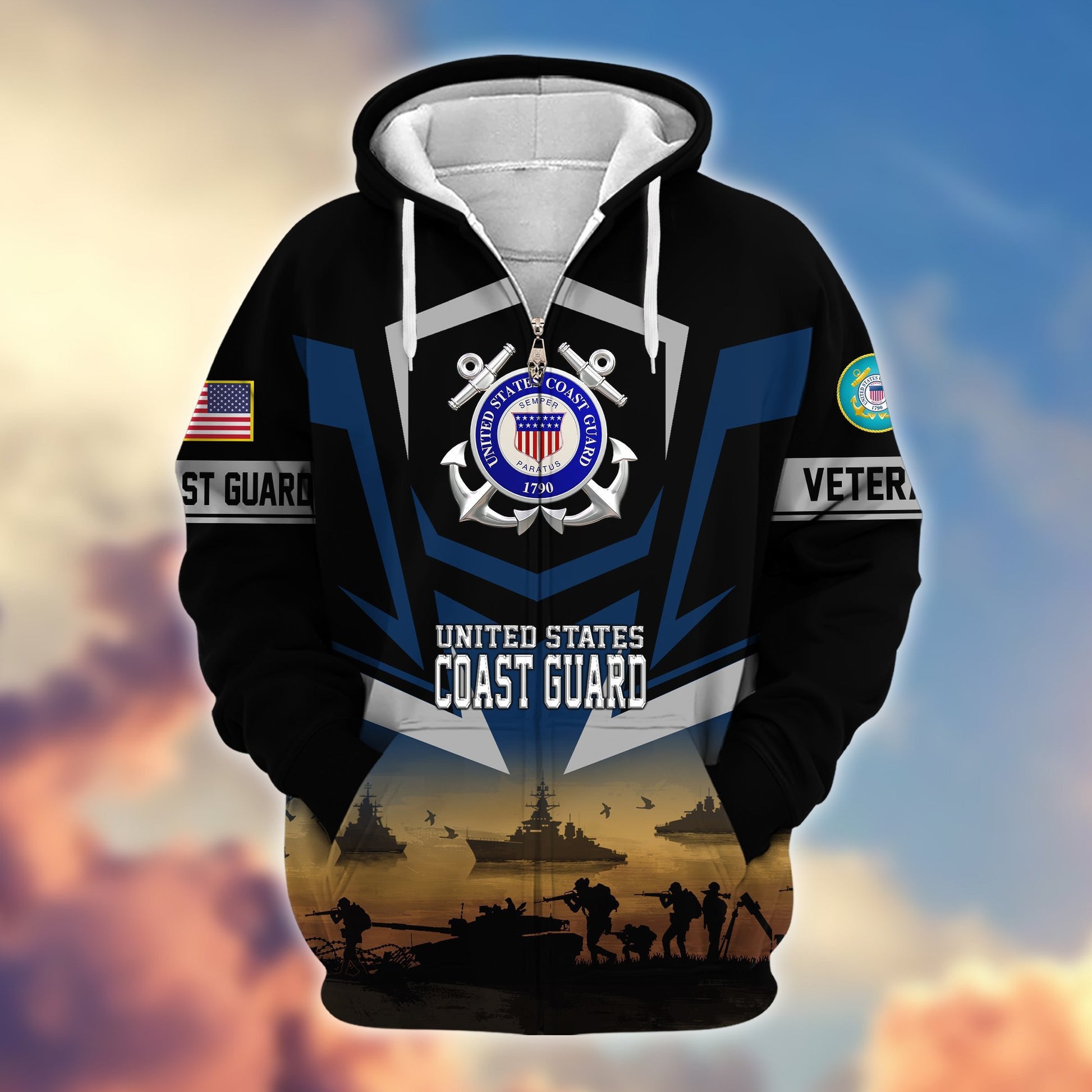 Premium Proudly Served US Veterans Zip Hoodie APHN071112, Gifts For US Veterans