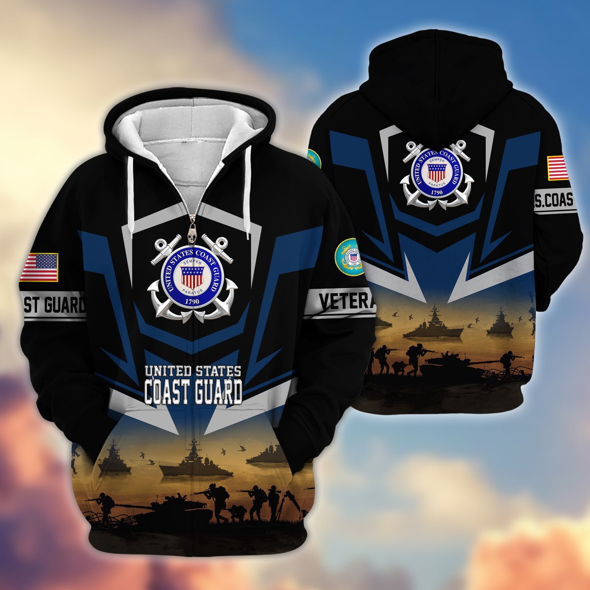 Premium Proudly Served US Veterans Zip Hoodie APHN071112, Gifts For US Veterans