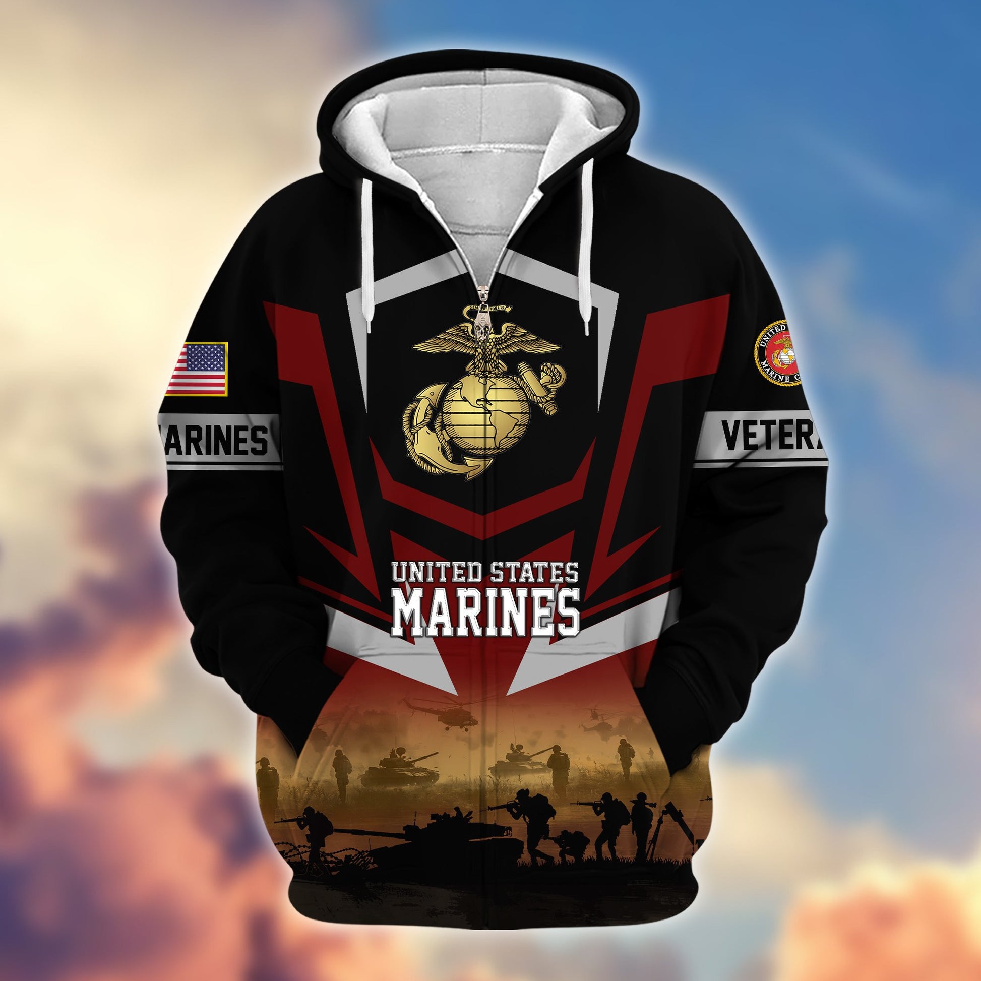 Premium Proudly Served US Veterans Zip Hoodie APHN071112, Gifts For US Veterans
