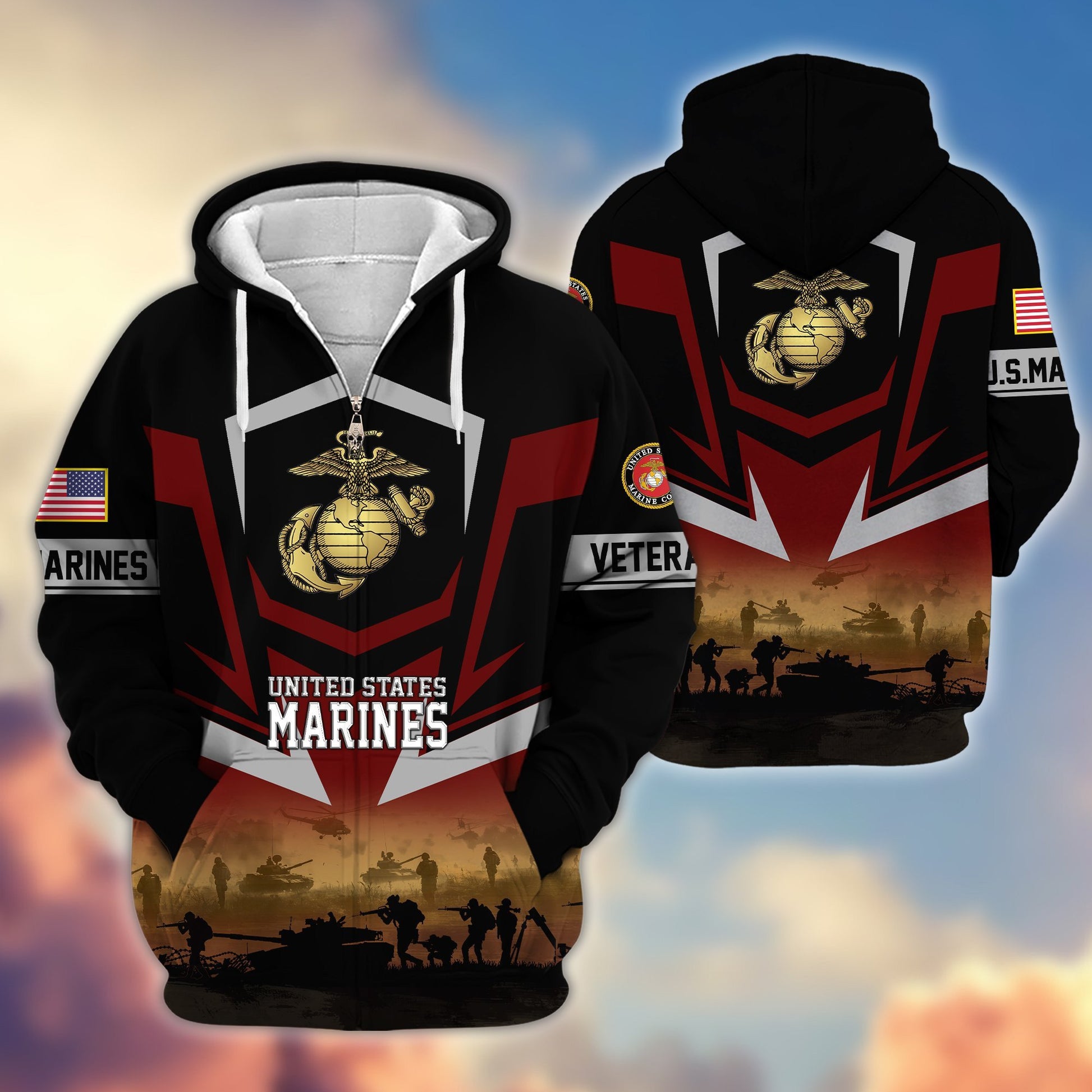 Premium Proudly Served US Veterans Zip Hoodie APHN071112, Gifts For US Veterans