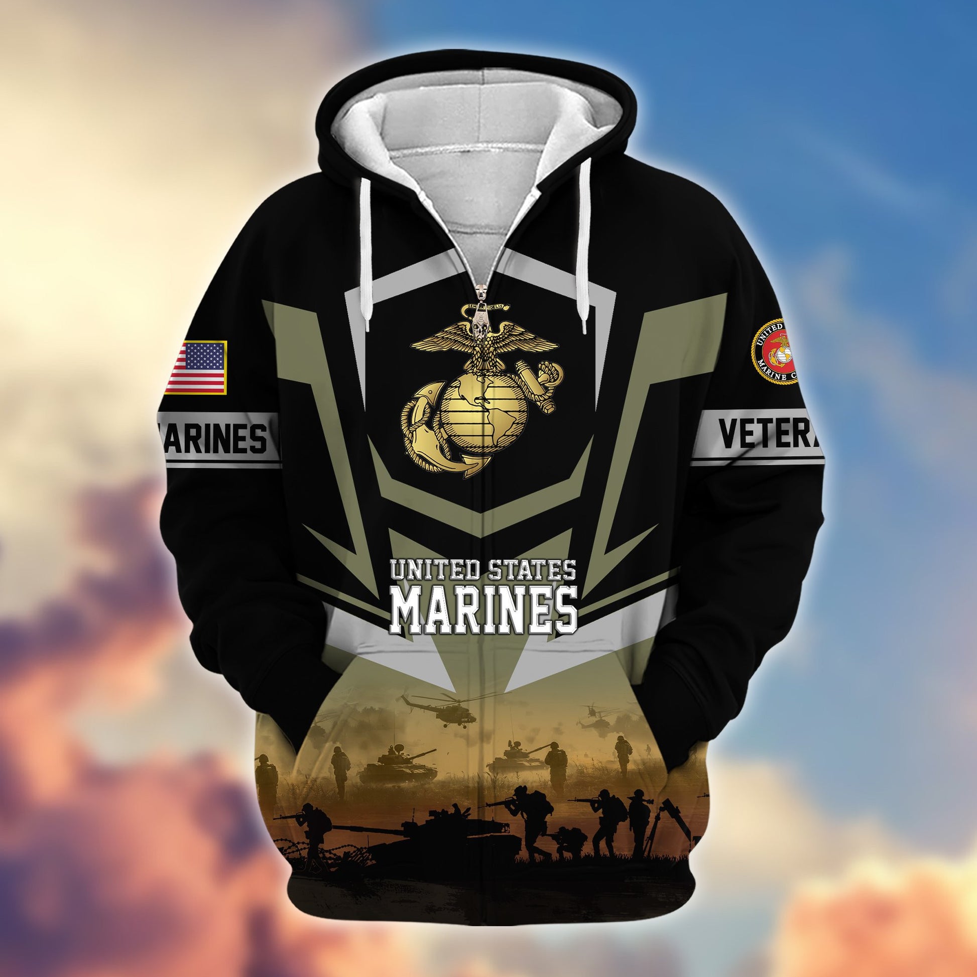 Premium Proudly Served US Veterans Zip Hoodie APHN071112, Gifts For US Veterans