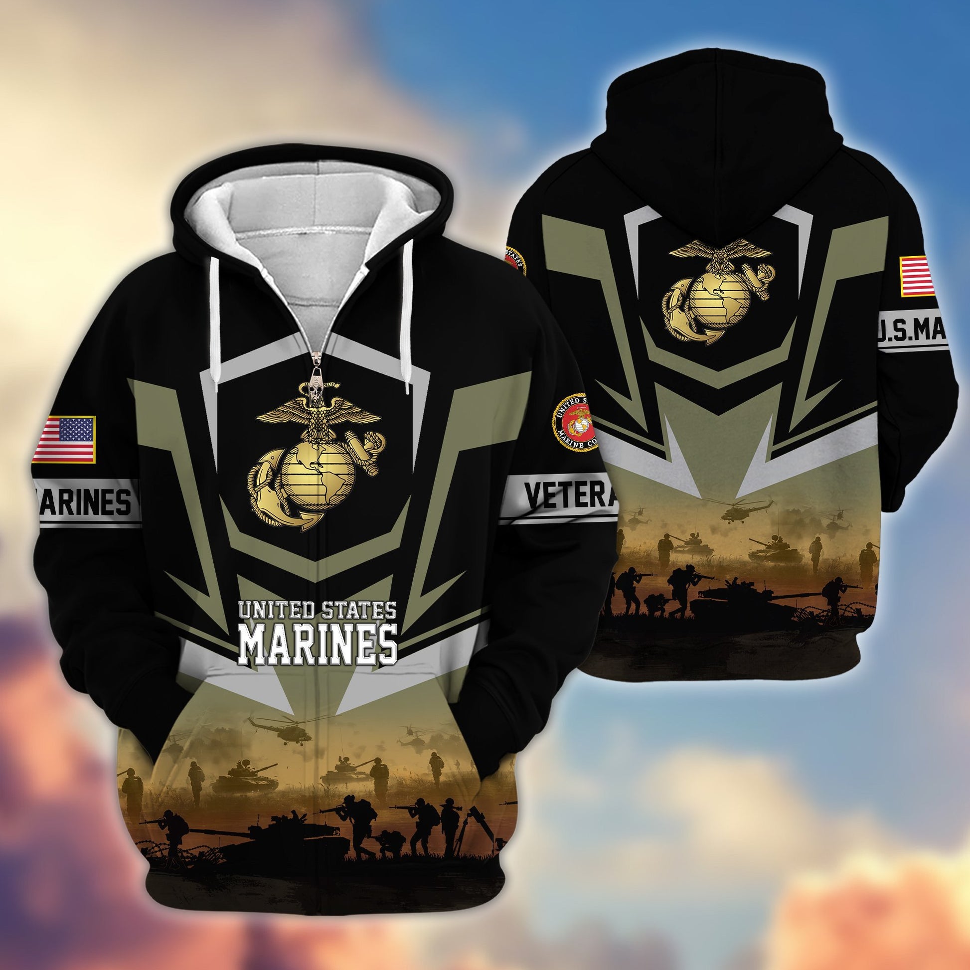 Premium Proudly Served US Veterans Zip Hoodie APHN071112, Gifts For US Veterans