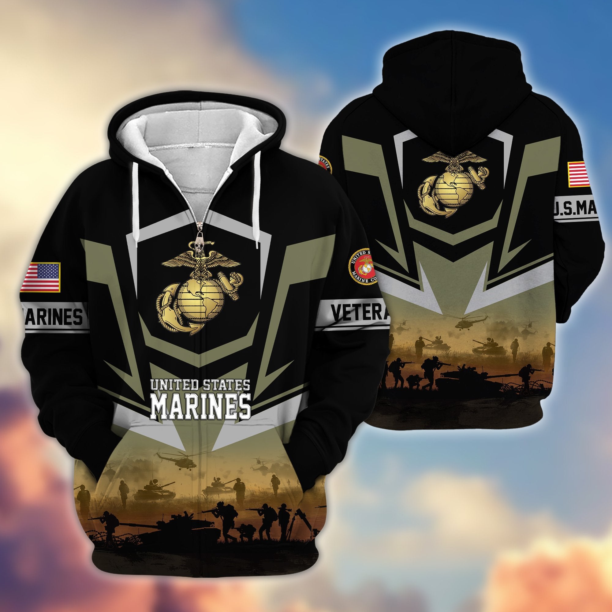 Premium Proudly Served US Veterans Zip Hoodie APHN071112, Gifts For US Veterans