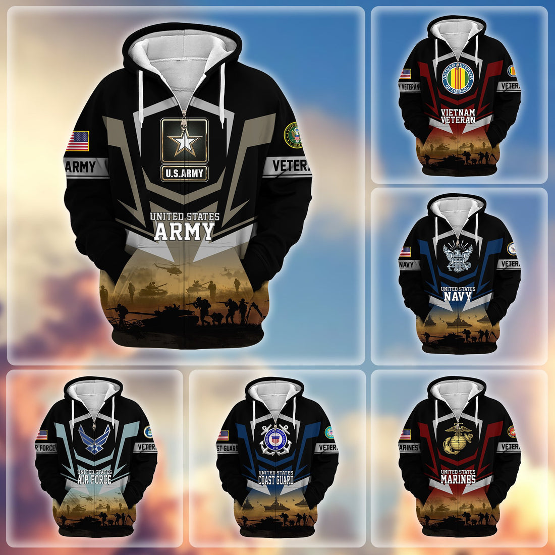 Premium Proudly Served US Veterans Zip Hoodie APHN071112, Gifts For US Veterans