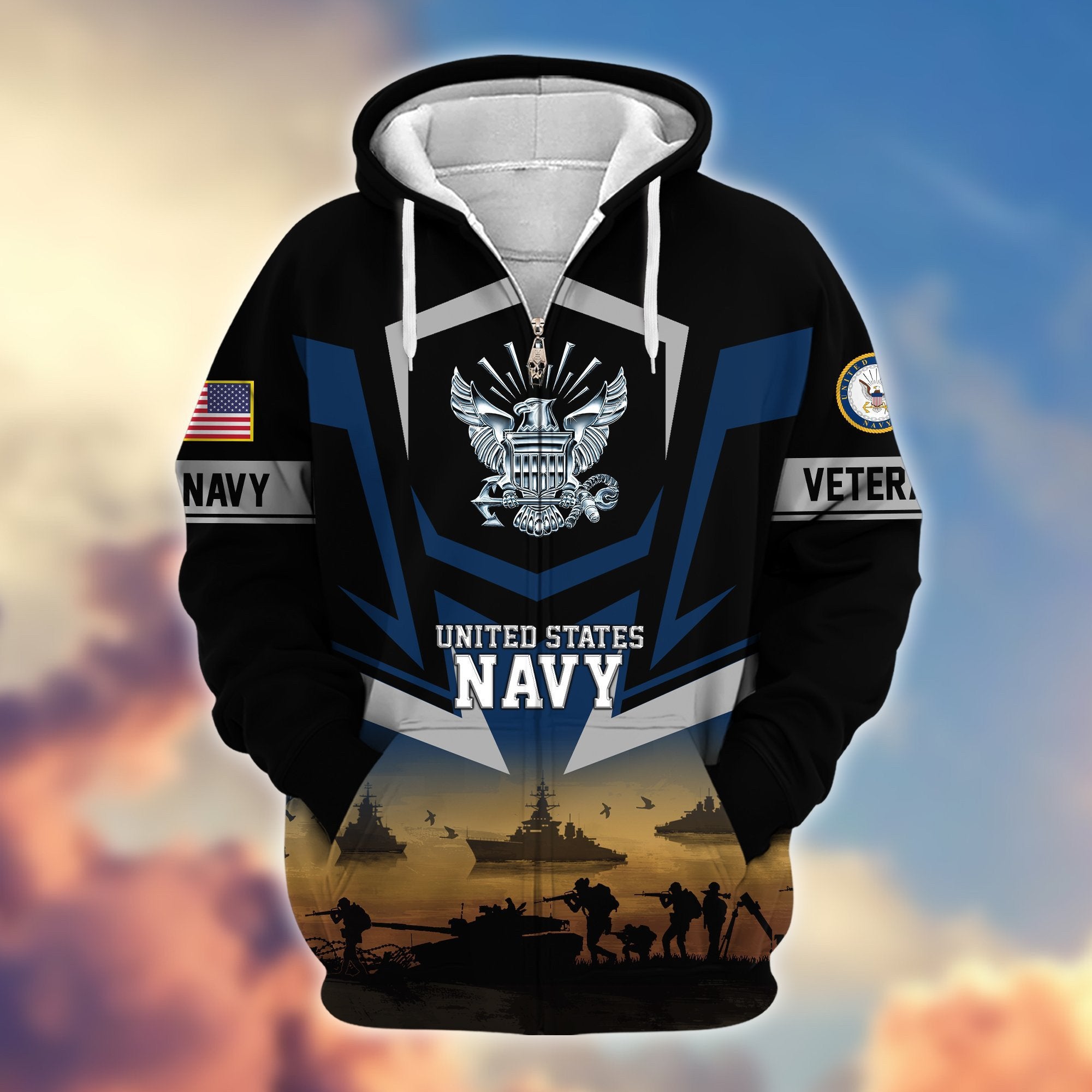 Premium Proudly Served US Veterans Zip Hoodie APHN071112, Gifts For US Veterans