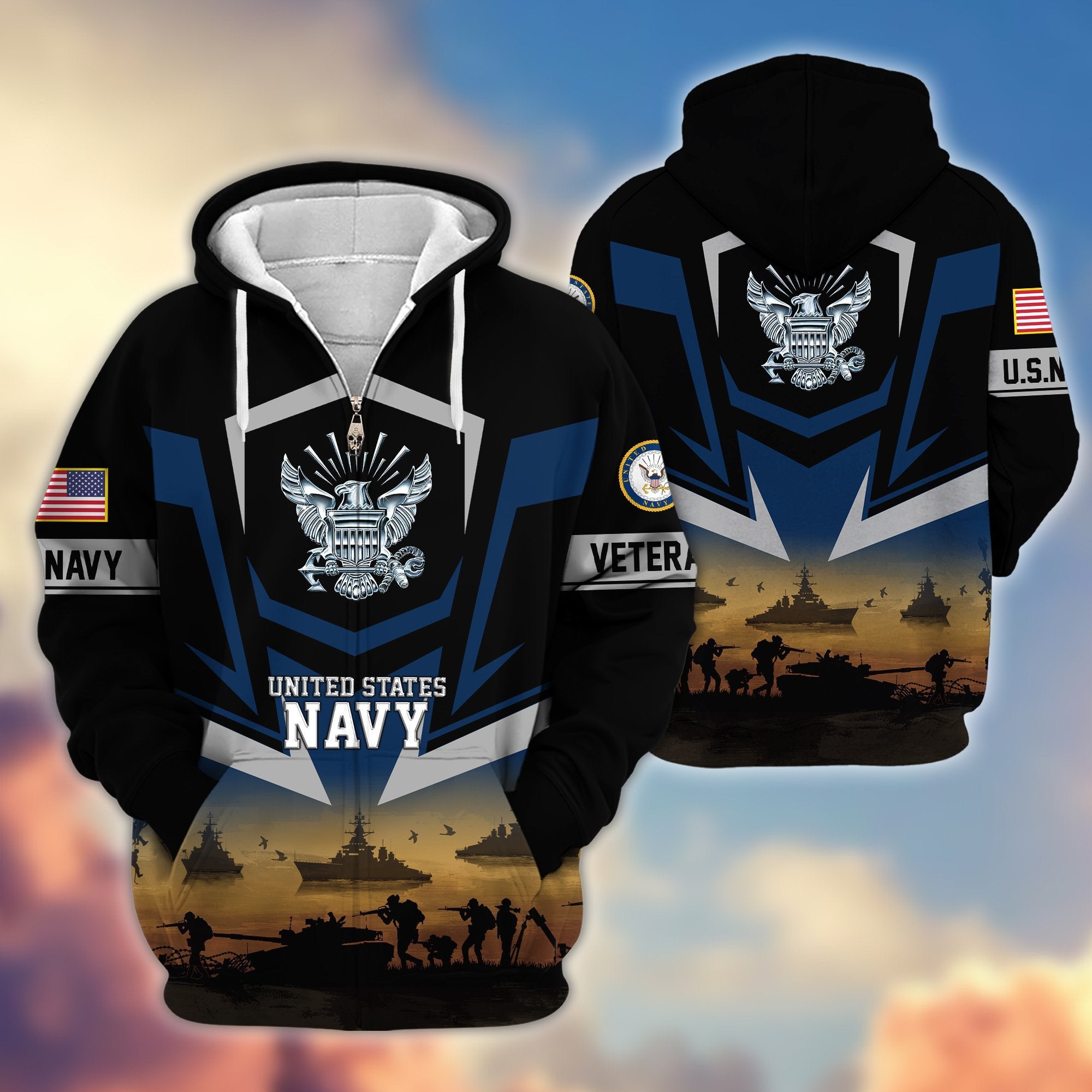 Premium Proudly Served US Veterans Zip Hoodie APHN071112, Gifts For US Veterans