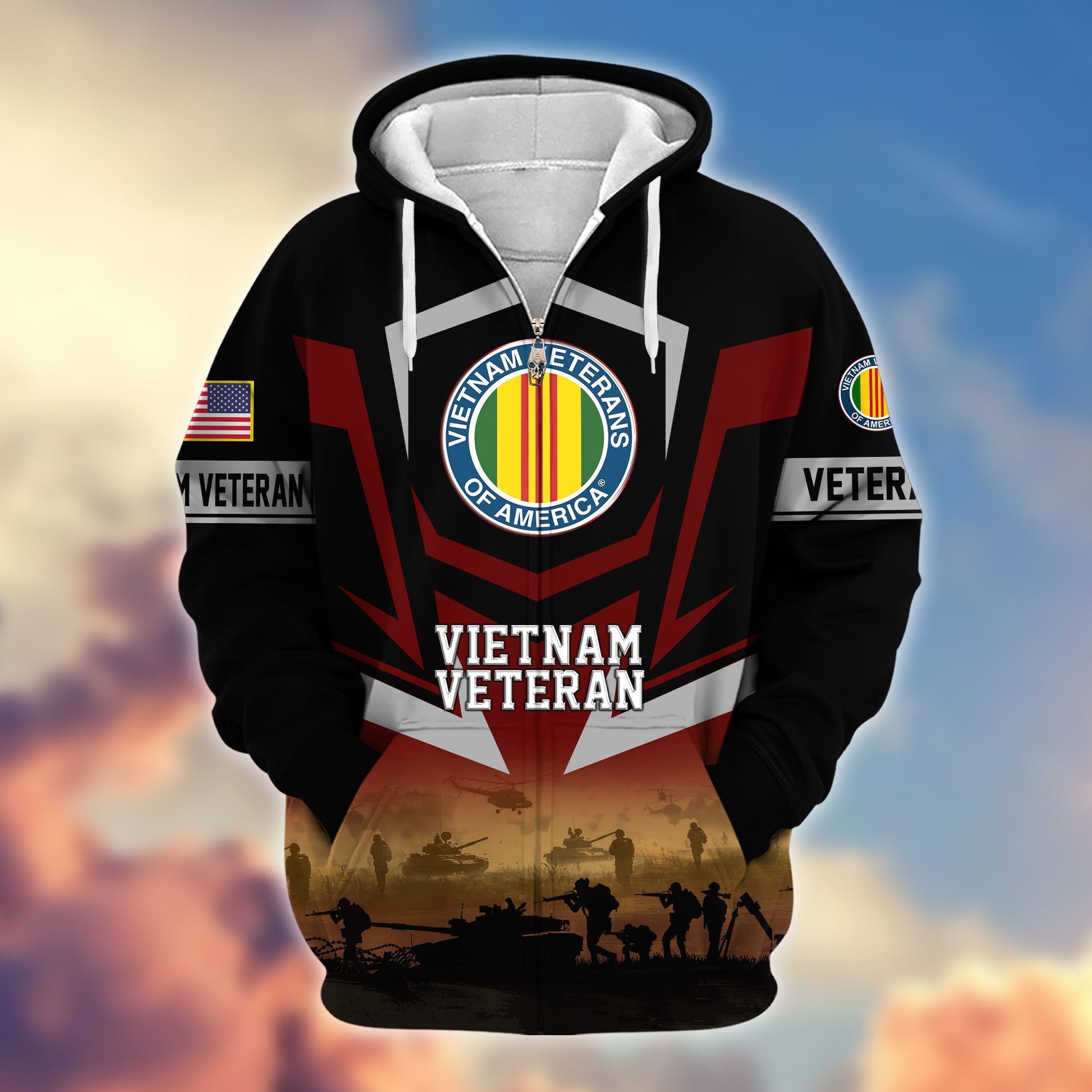 Premium Proudly Served US Veterans Zip Hoodie APHN071112, Gifts For US Veterans