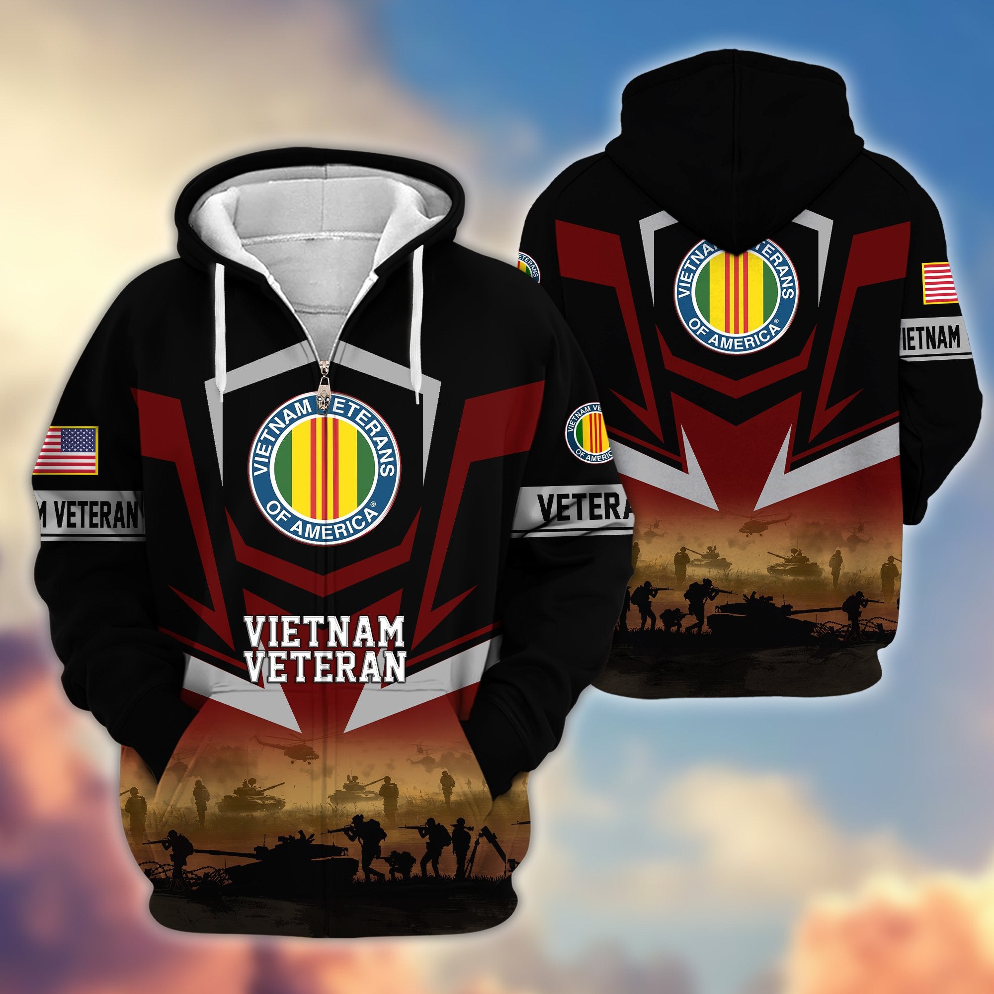 Premium Proudly Served US Veterans Zip Hoodie APHN071112, Gifts For US Veterans