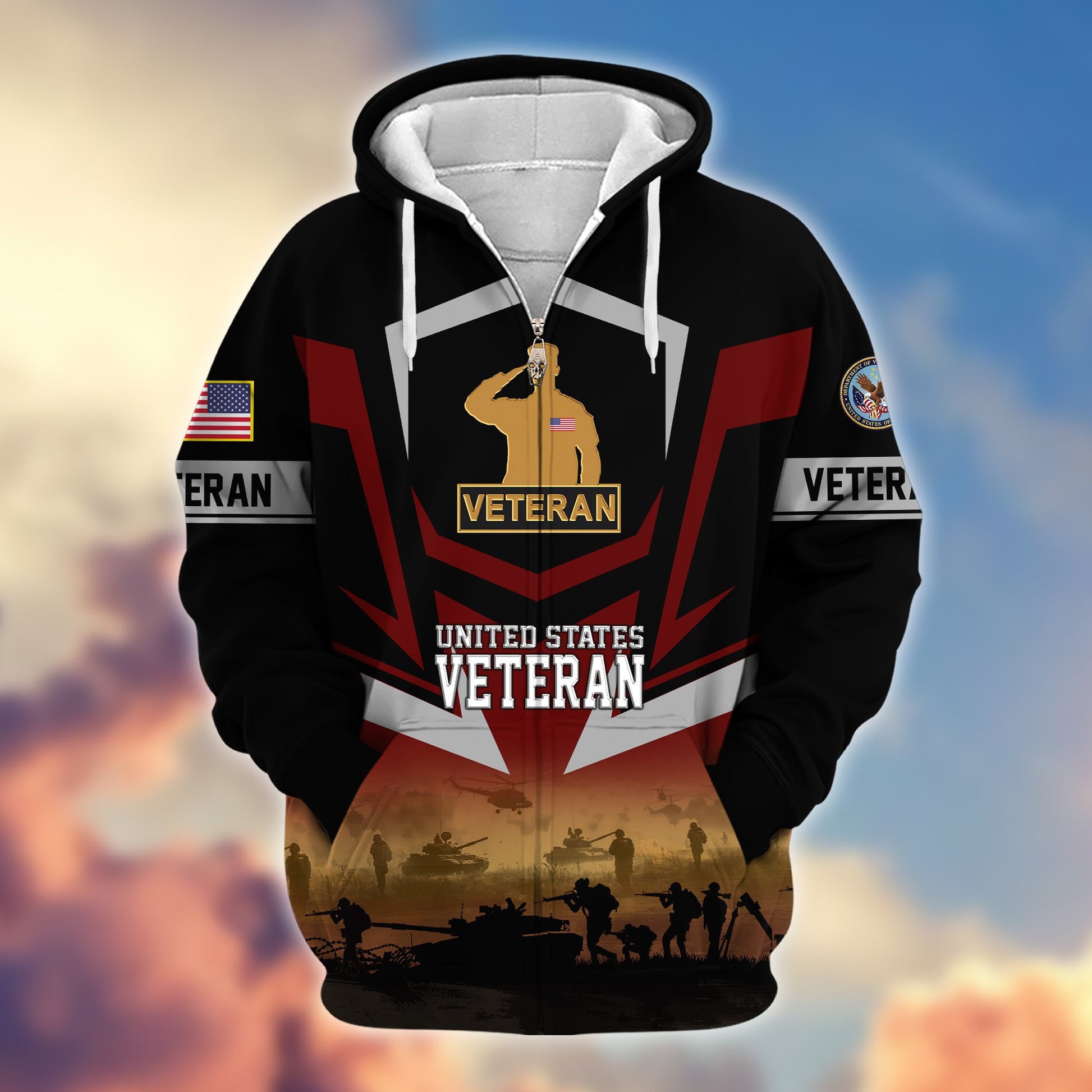 Premium Proudly Served US Veterans Zip Hoodie APHN071112, Gifts For US Veterans