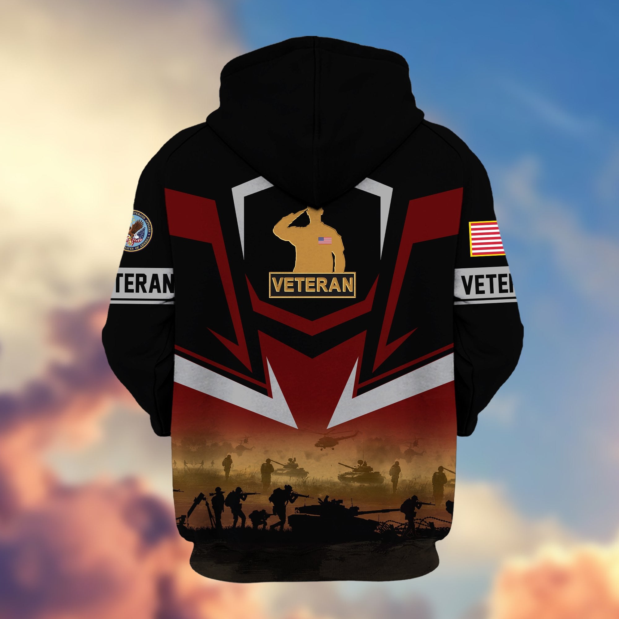 Premium Proudly Served US Veterans Zip Hoodie APHN071112, Gifts For US Veterans