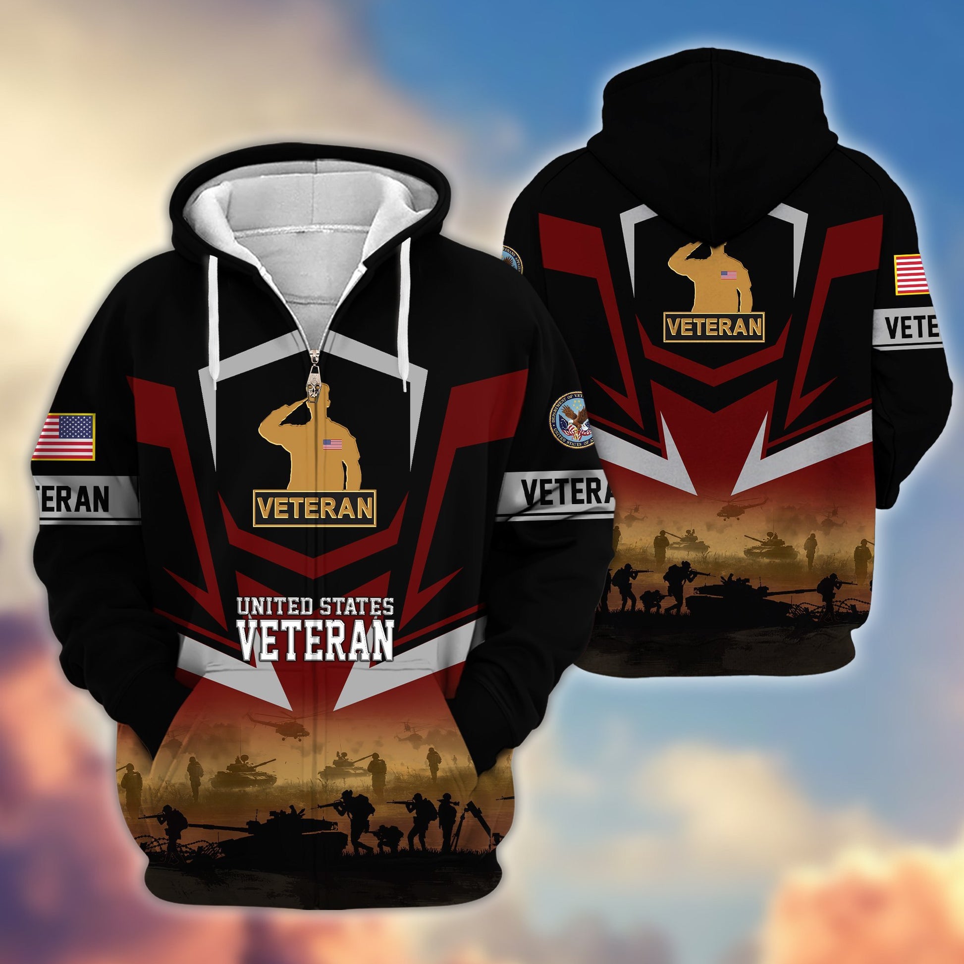 Premium Proudly Served US Veterans Zip Hoodie APHN071112, Gifts For US Veterans