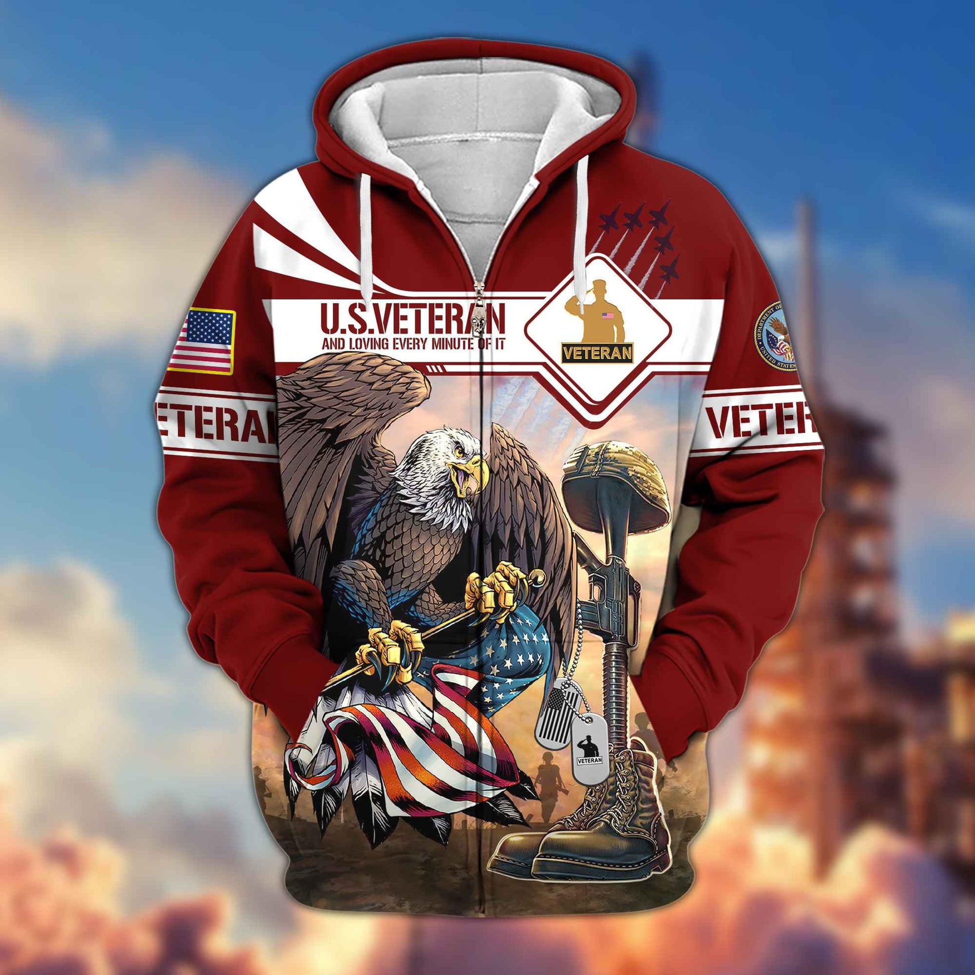 Premium United States Veteran Zip Hoodie BPVC091115