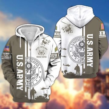 Premium Custom US Army Veteran Zip Hoodie VPVC607001, Gifts For Army Veteran