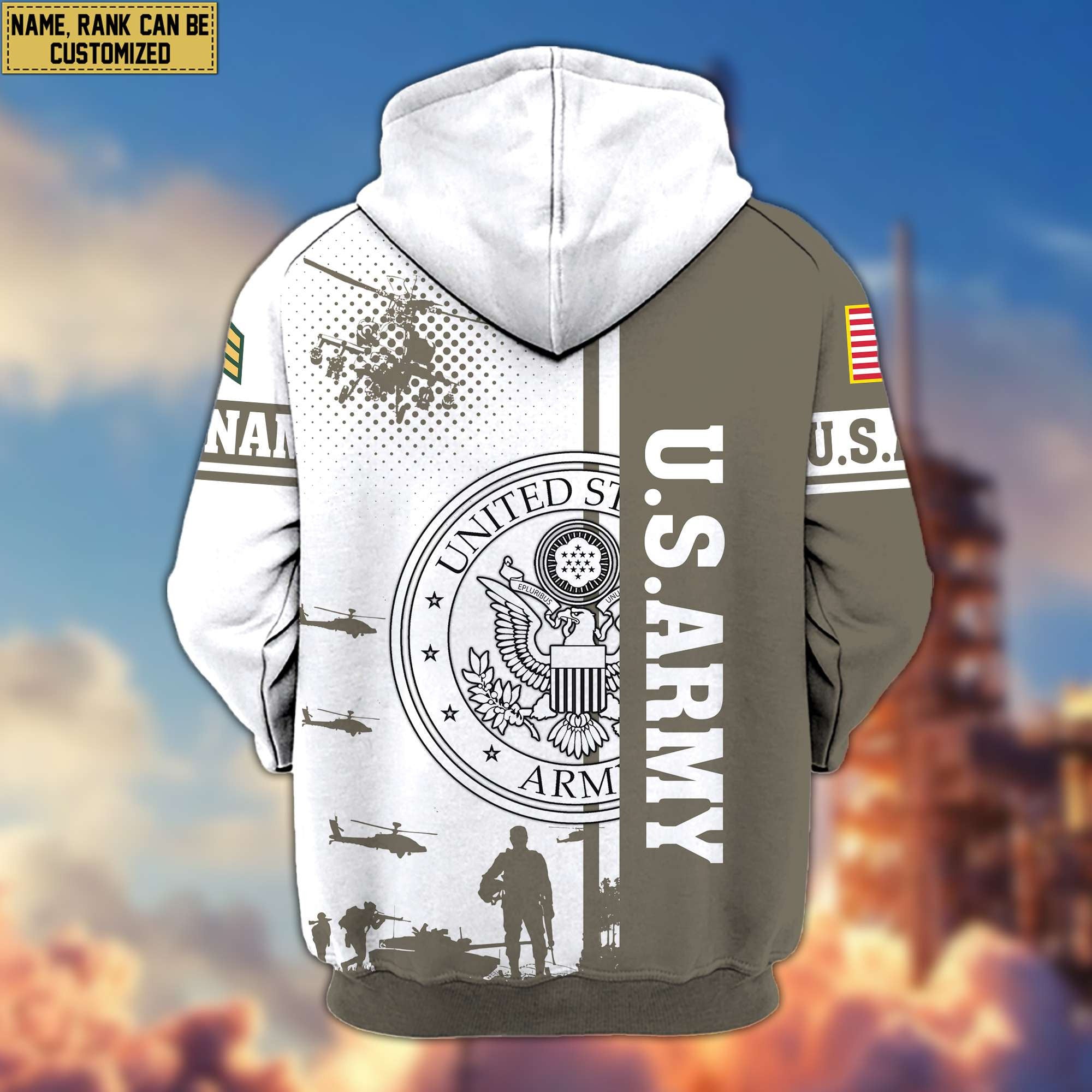 Premium Custom US Army Veteran Zip Hoodie VPVC607001, Gifts For Army Veteran