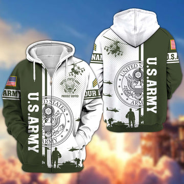 Premium Custom US Army Veteran Zip Hoodie VPVC607010, Gifts For Army Veteran