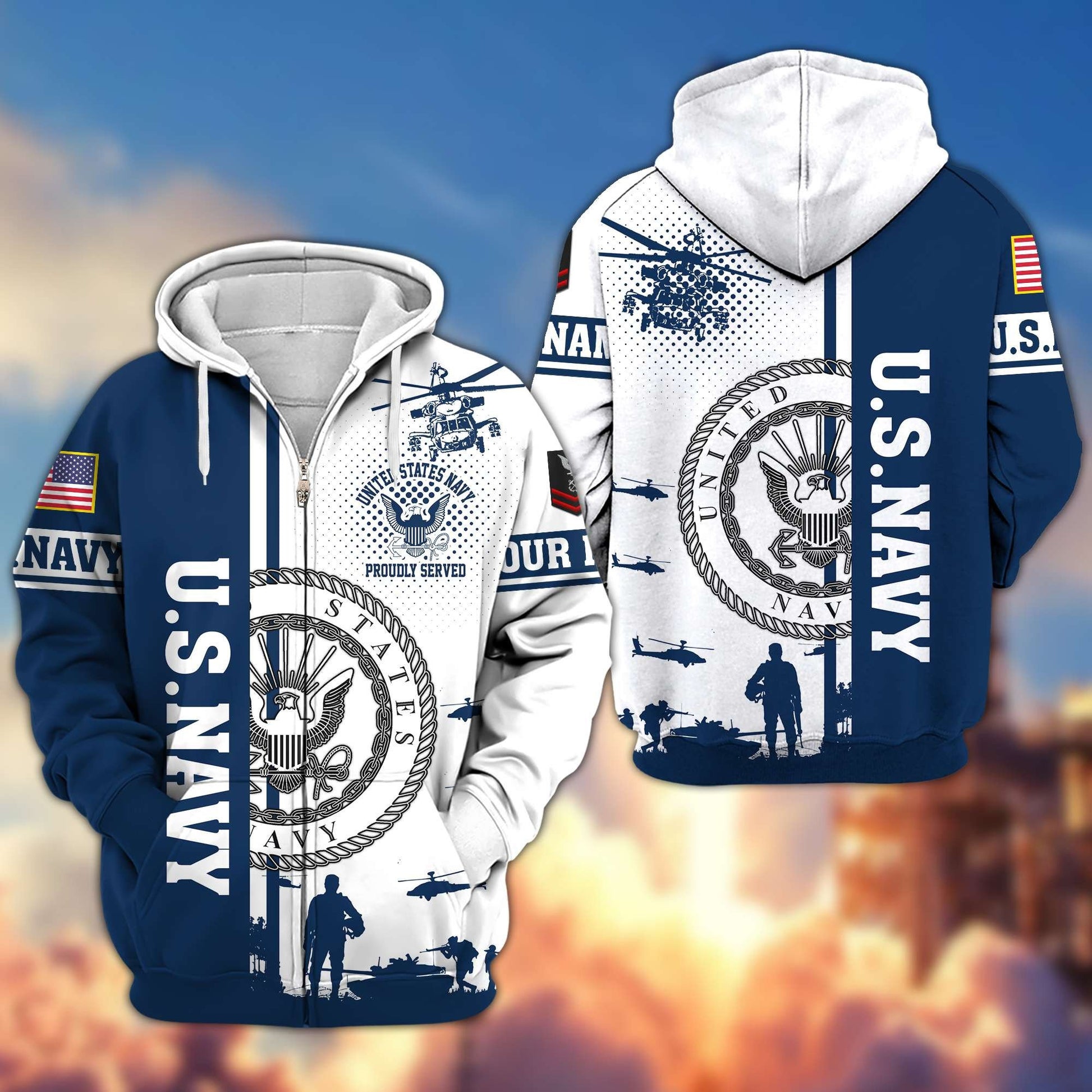 Premium Custom US Navy Veteran Zip Hoodie VPVC607002, Gifts For Navy Veteran