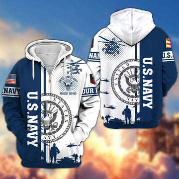 Premium Custom US Navy Veteran Zip Hoodie VPVC607002, Gifts For Navy Veteran