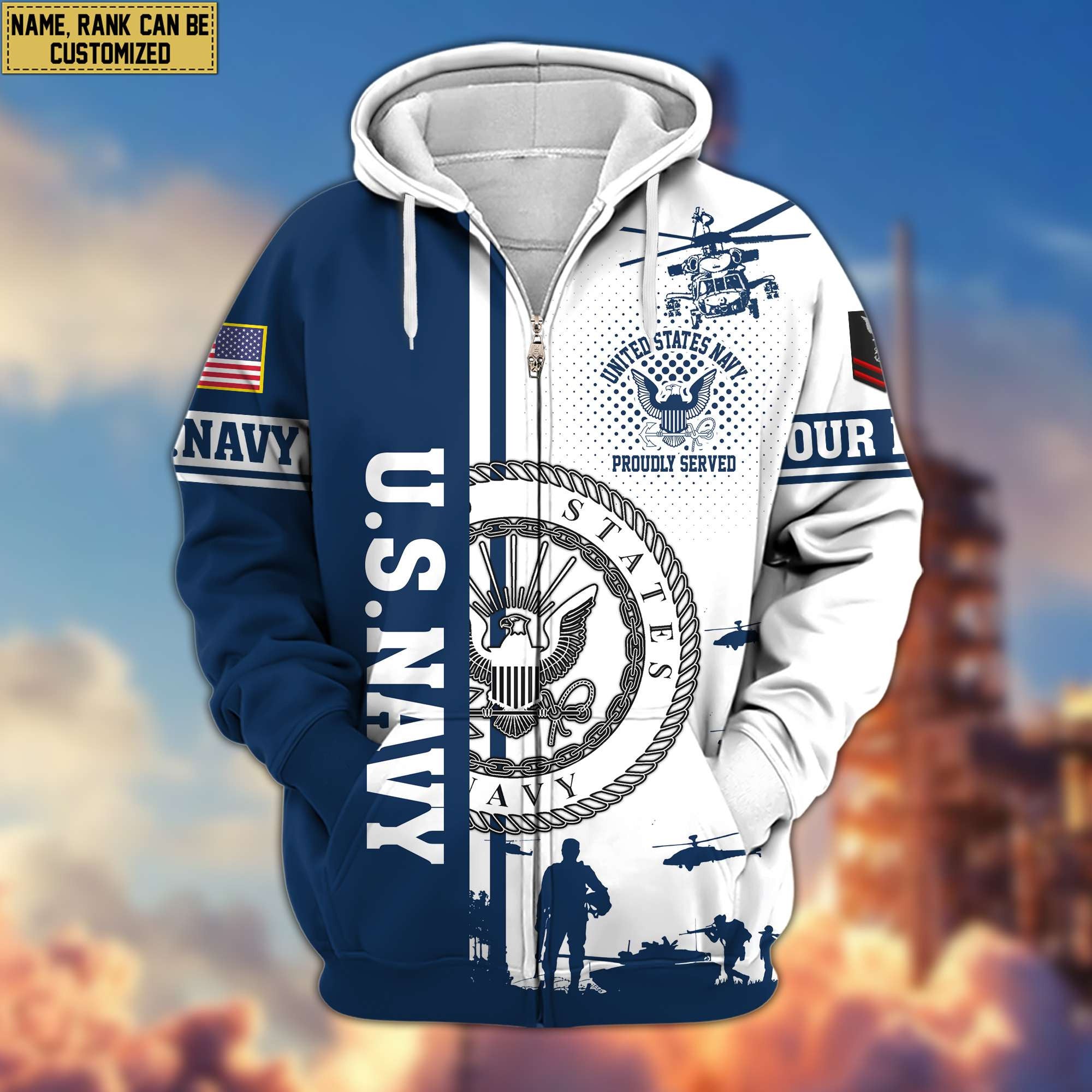Premium Custom US Navy Veteran Zip Hoodie VPVC607002, Gifts For Navy Veteran