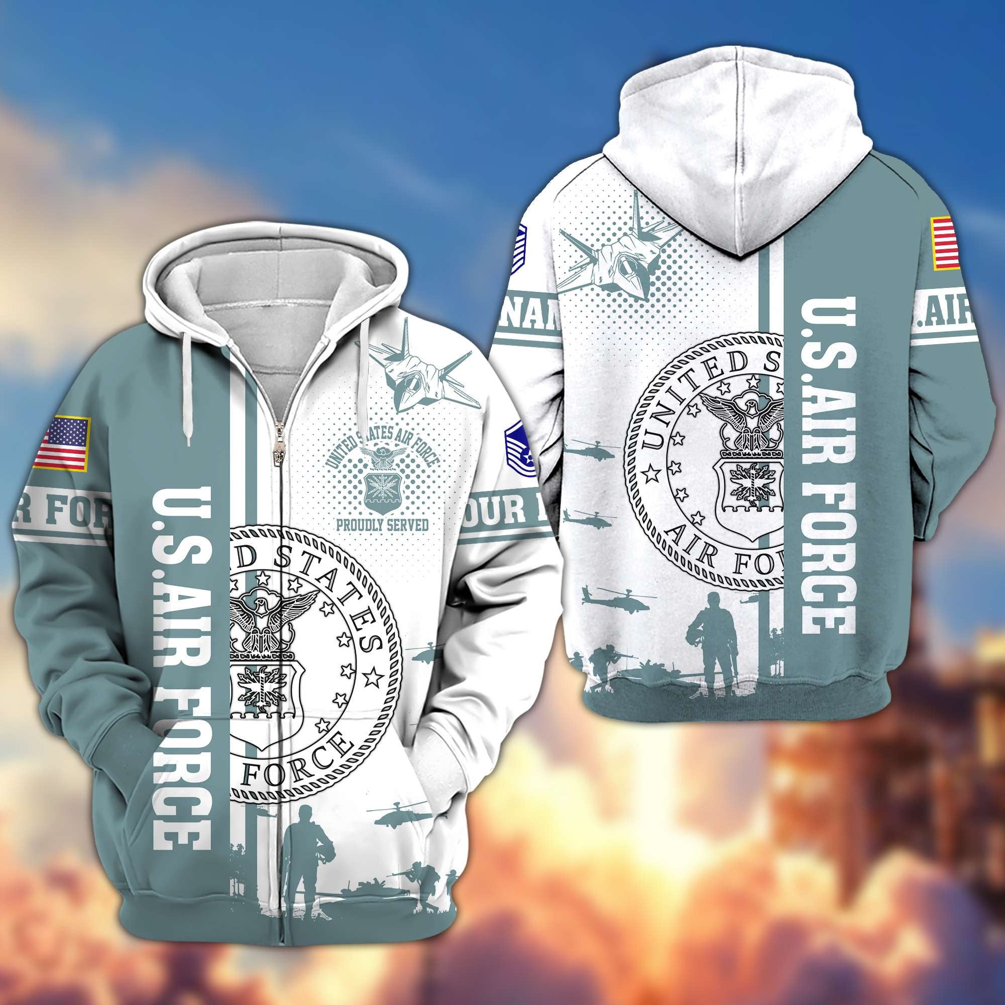 Premium Custom USAF Veteran Zip Hoodie VPVC607004, Gifts For Air Force Veteran