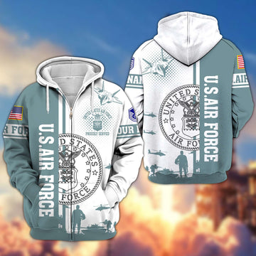 Premium Custom USAF Veteran Zip Hoodie VPVC607004, Gifts For Air Force Veteran