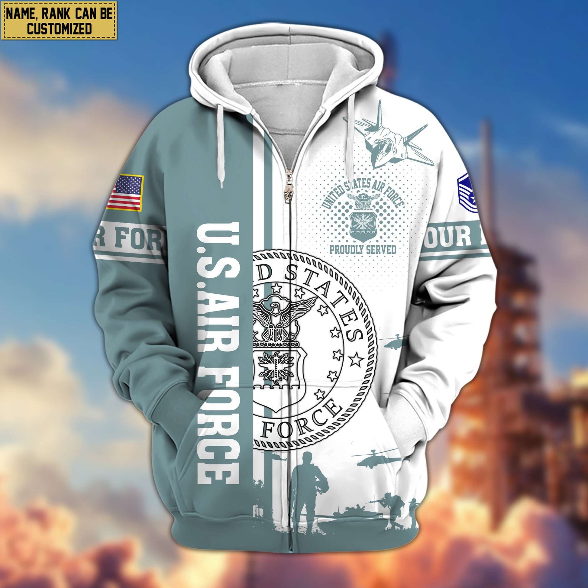 Premium Custom USAF Veteran Zip Hoodie VPVC607004, Gifts For Air Force Veteran