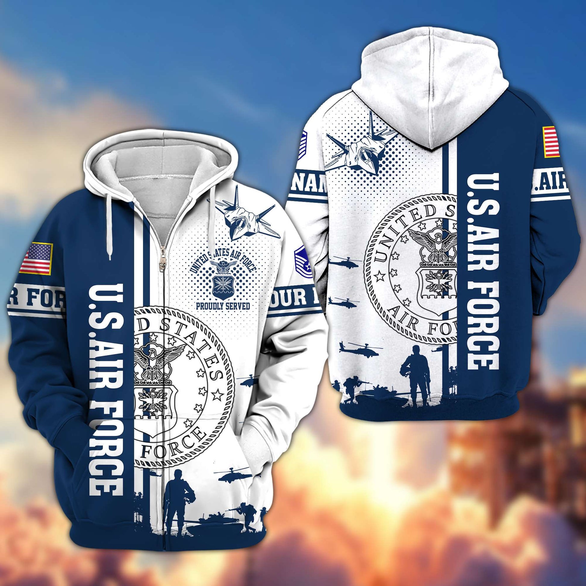 Premium Custom USAF Veteran Zip Hoodie VPVC607012, Gifts For Air Force Veteran