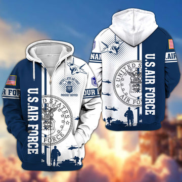 Premium Custom USAF Veteran Zip Hoodie VPVC607012, Gifts For Air Force Veteran