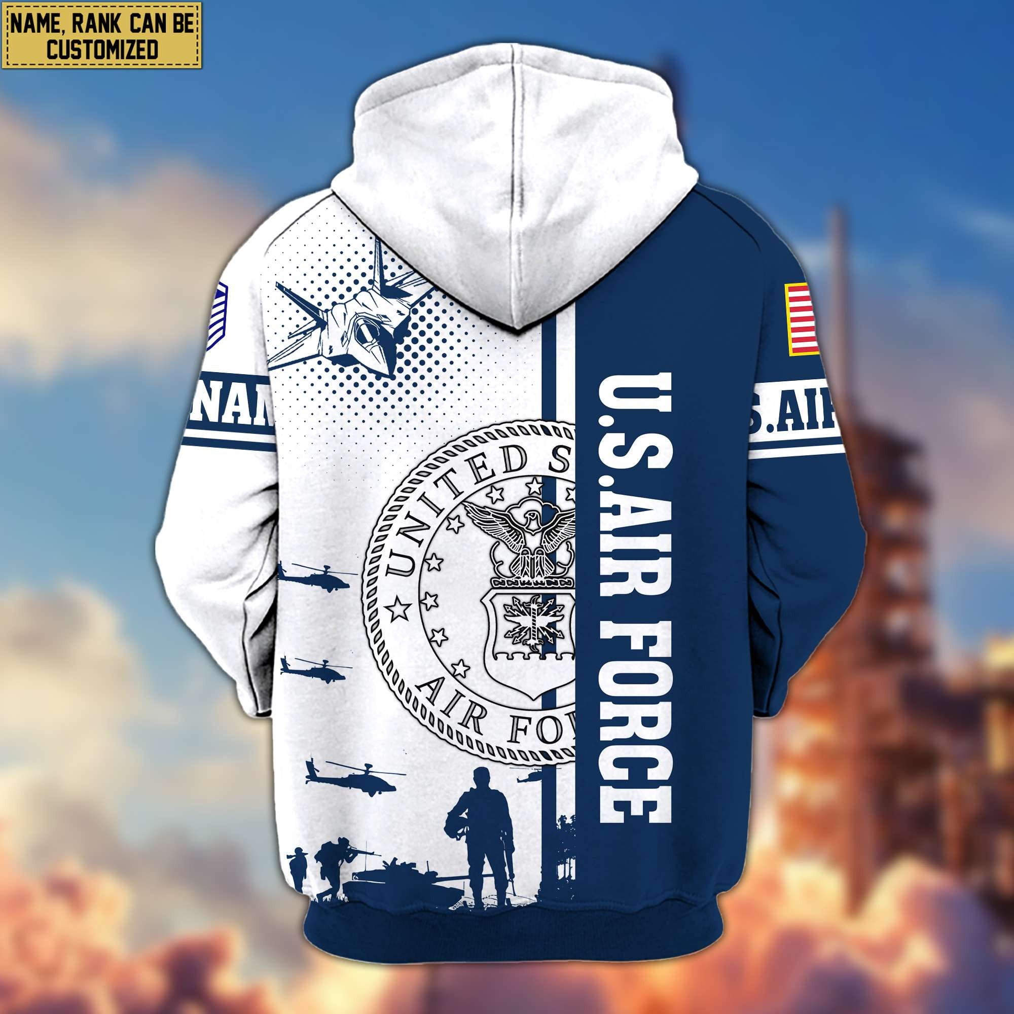 Premium Custom USAF Veteran Zip Hoodie VPVC607012, Gifts For Air Force Veteran