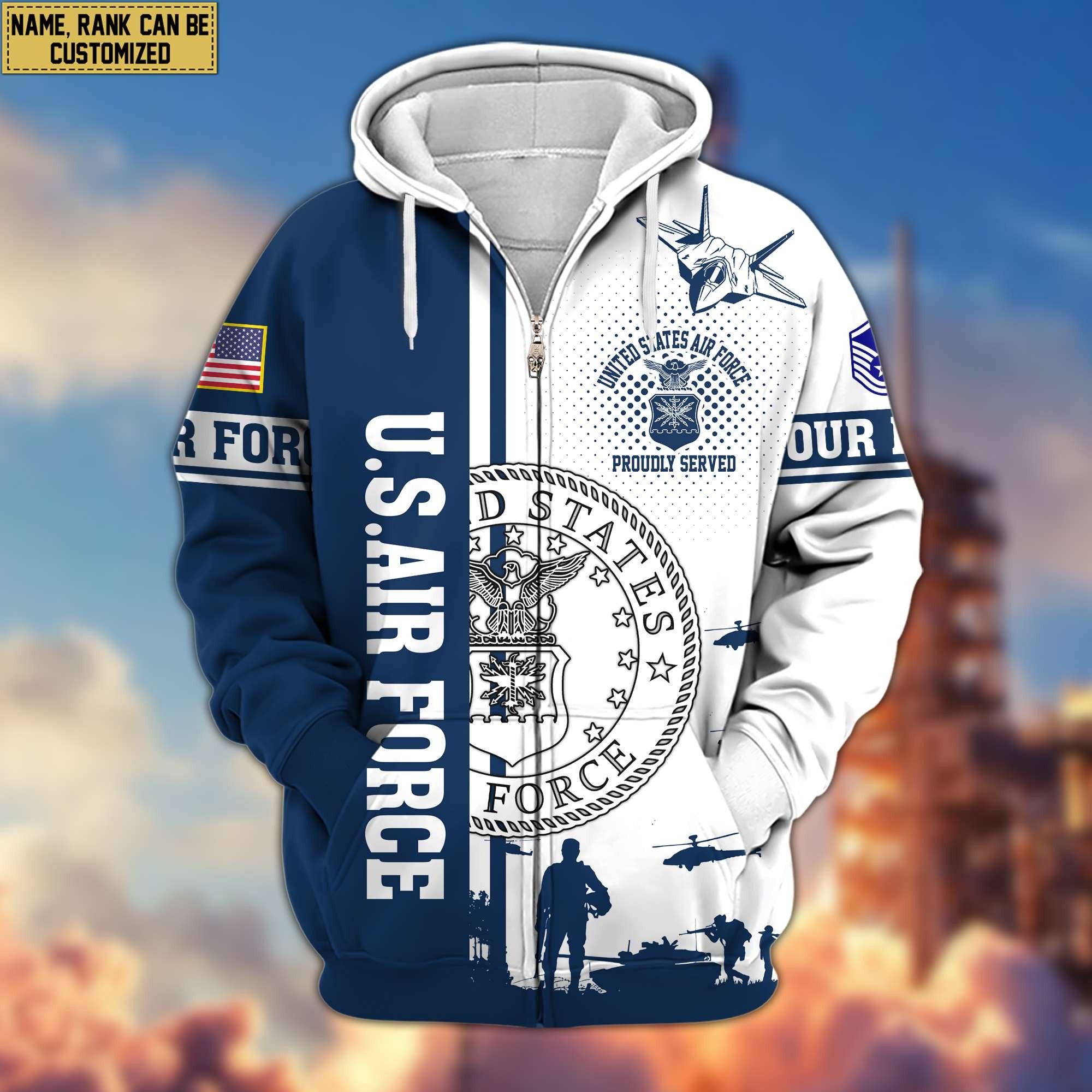 Premium Custom USAF Veteran Zip Hoodie VPVC607012, Gifts For Air Force Veteran