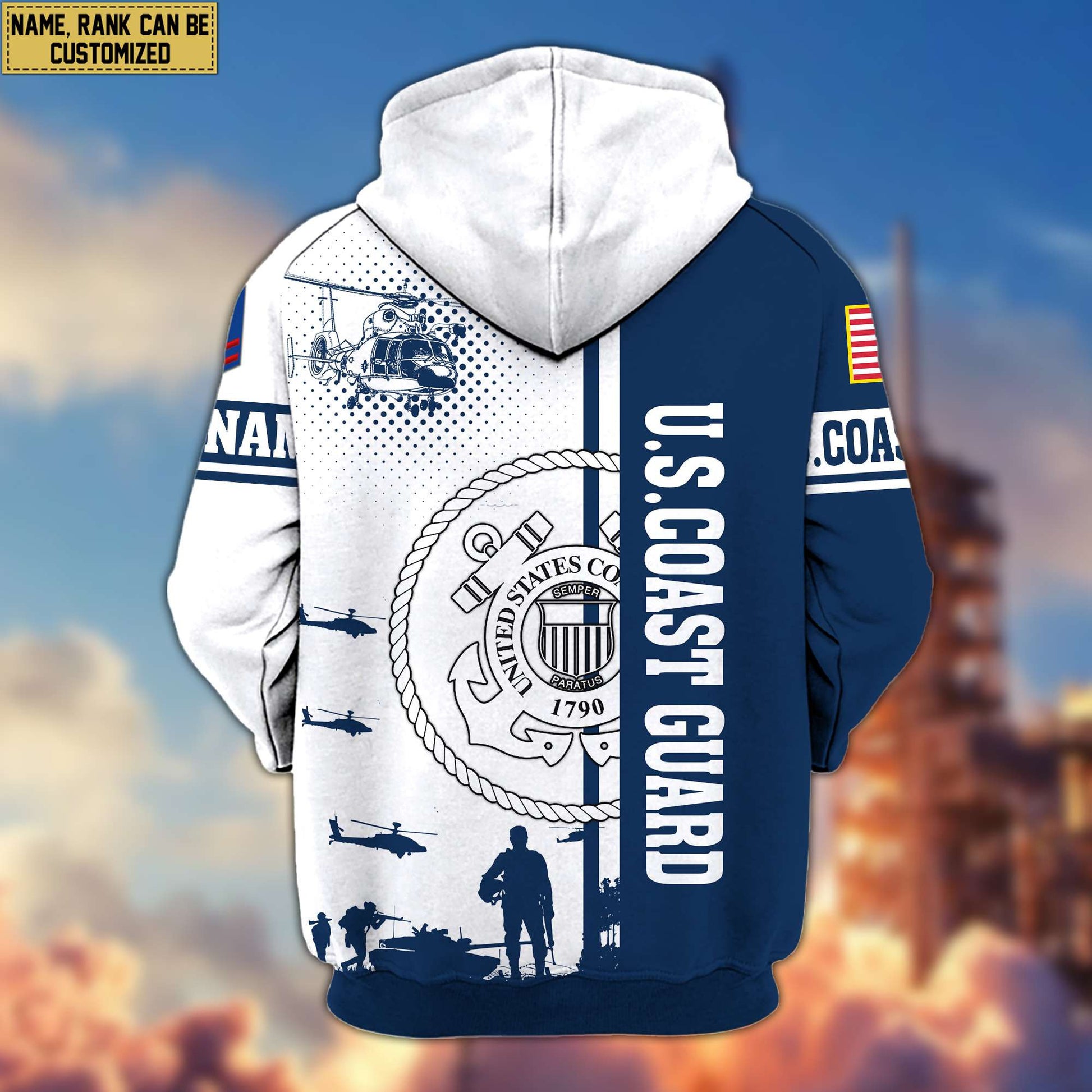 Premium Custom USCG Veteran Zip Hoodie VPVC607005, Gifts For Coast Guard Veteran