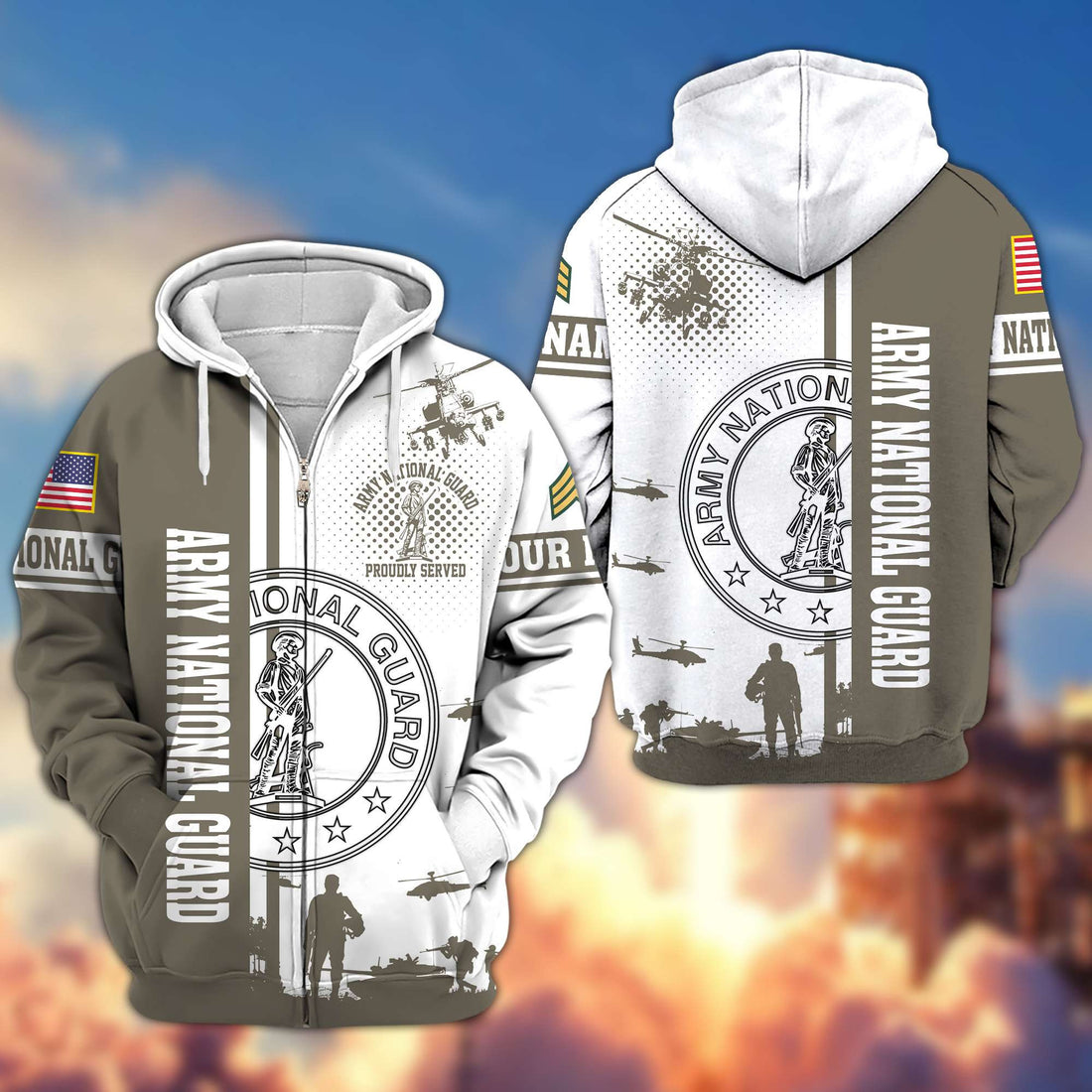 Premium Custom Army National Guard Veteran Zip Hoodie VPVC607008, Gifts For Army National Guard Veteran