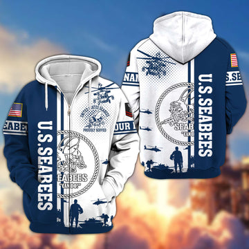 Premium Custom US Seabees Zip Hoodie VPVC607009, Gifts For Seabees Veteran