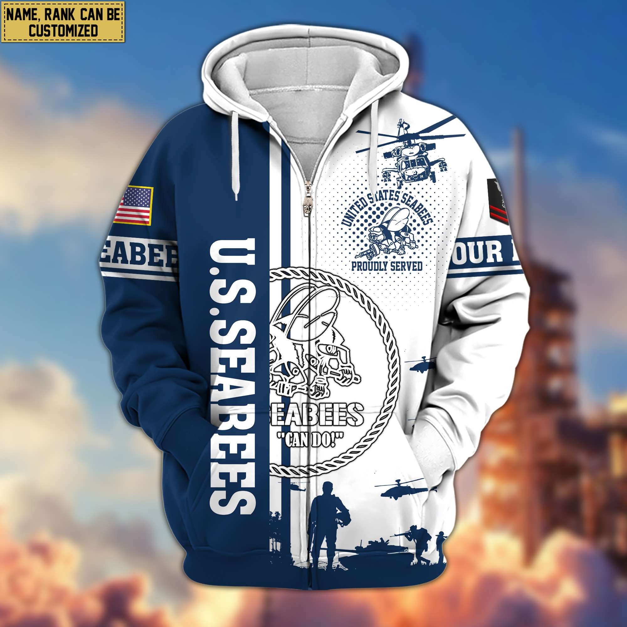 Premium Custom US Seabees Zip Hoodie VPVC607009, Gifts For Seabees Veteran