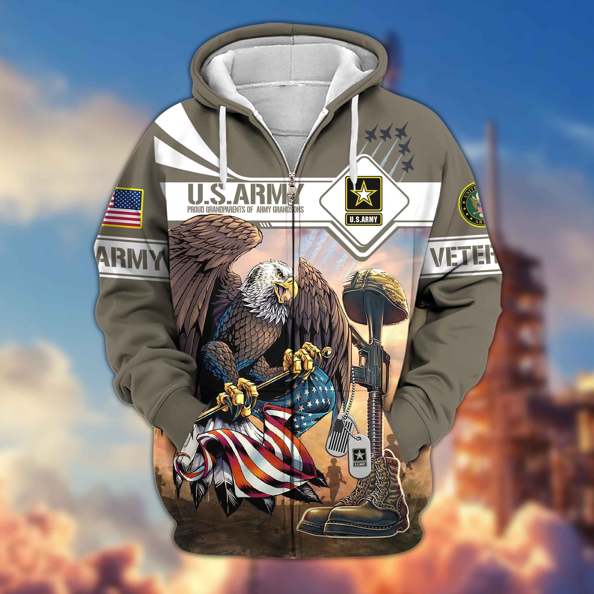 Premium United States Army Veteran Zip Hoodie BPVC111110