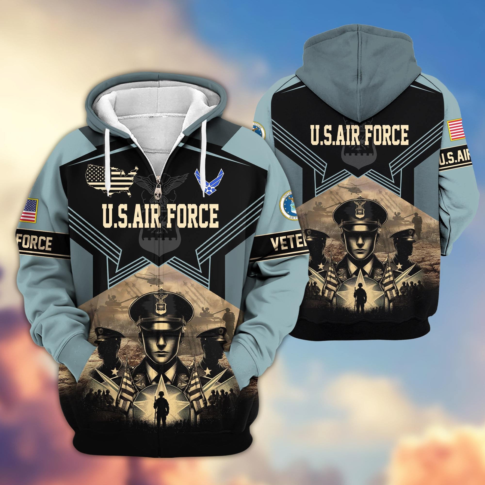 Premium Proudly Served US Veterans Zip Hoodie APHN121102, Gifts For US Veterans