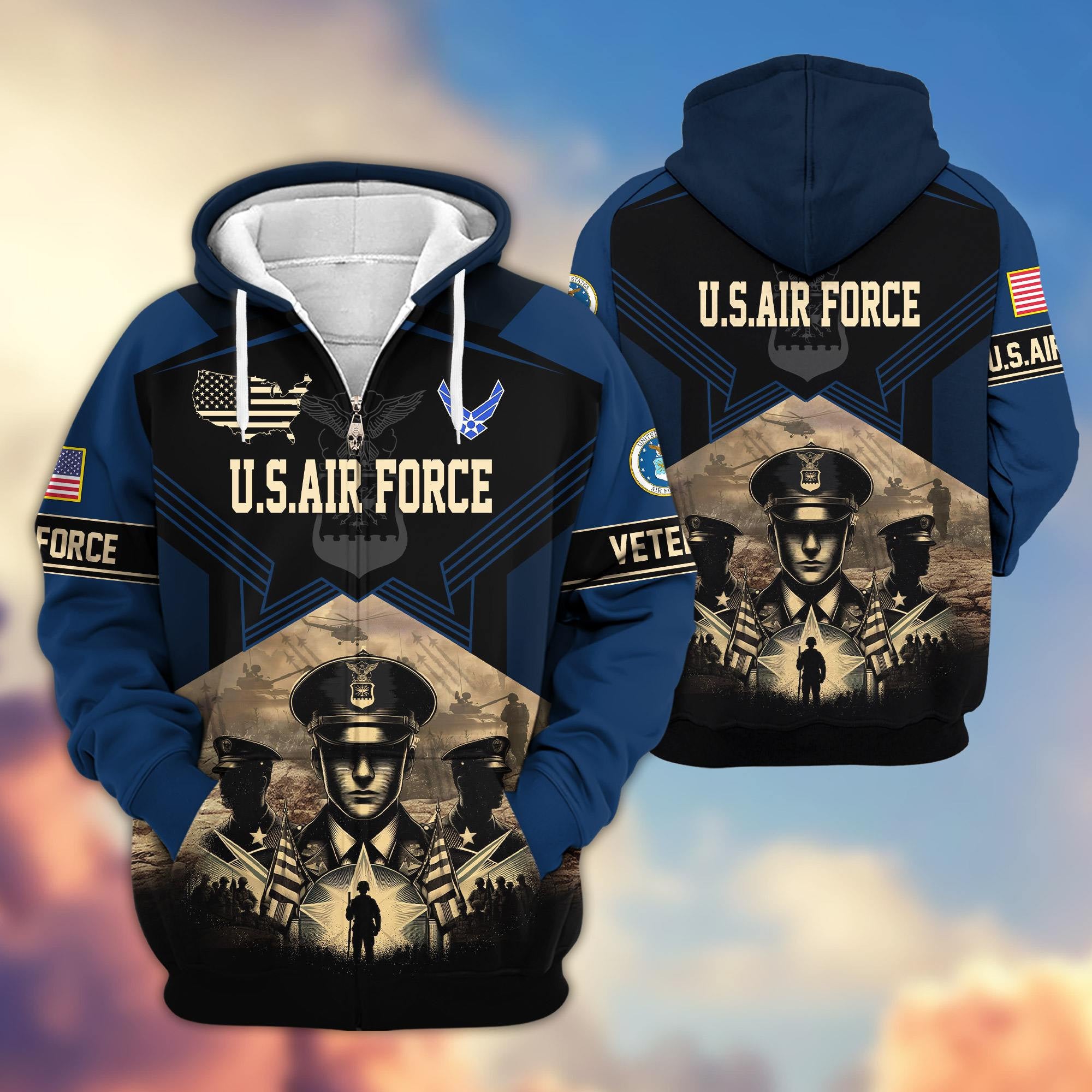 Premium Proudly Served US Veterans Zip Hoodie APHN121102, Gifts For US Veterans