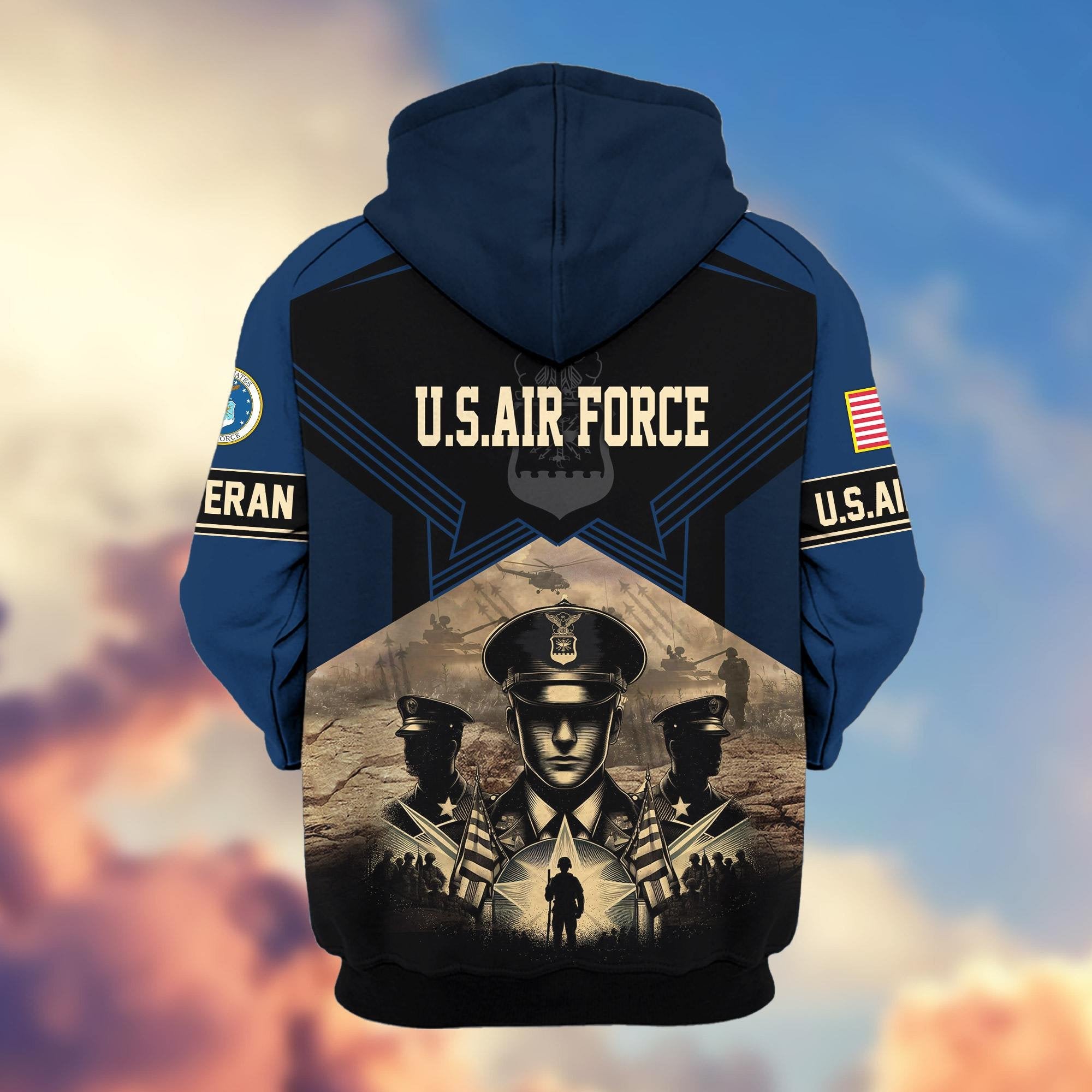 Premium Proudly Served US Veterans Zip Hoodie APHN121102, Gifts For US Veterans