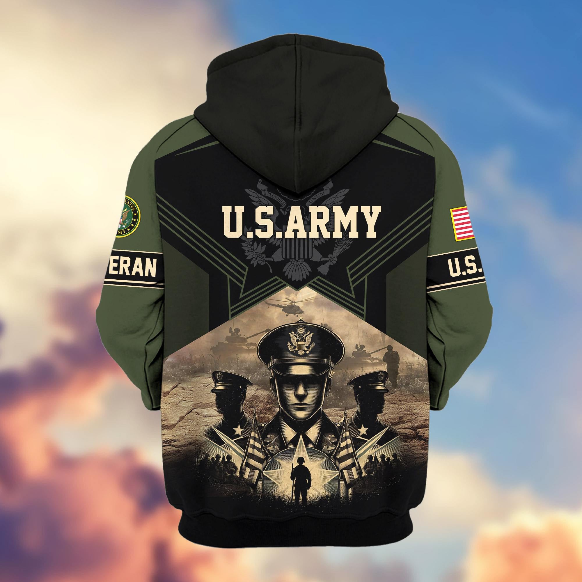 Premium Proudly Served US Veterans Zip Hoodie APHN121102, Gifts For US Veterans