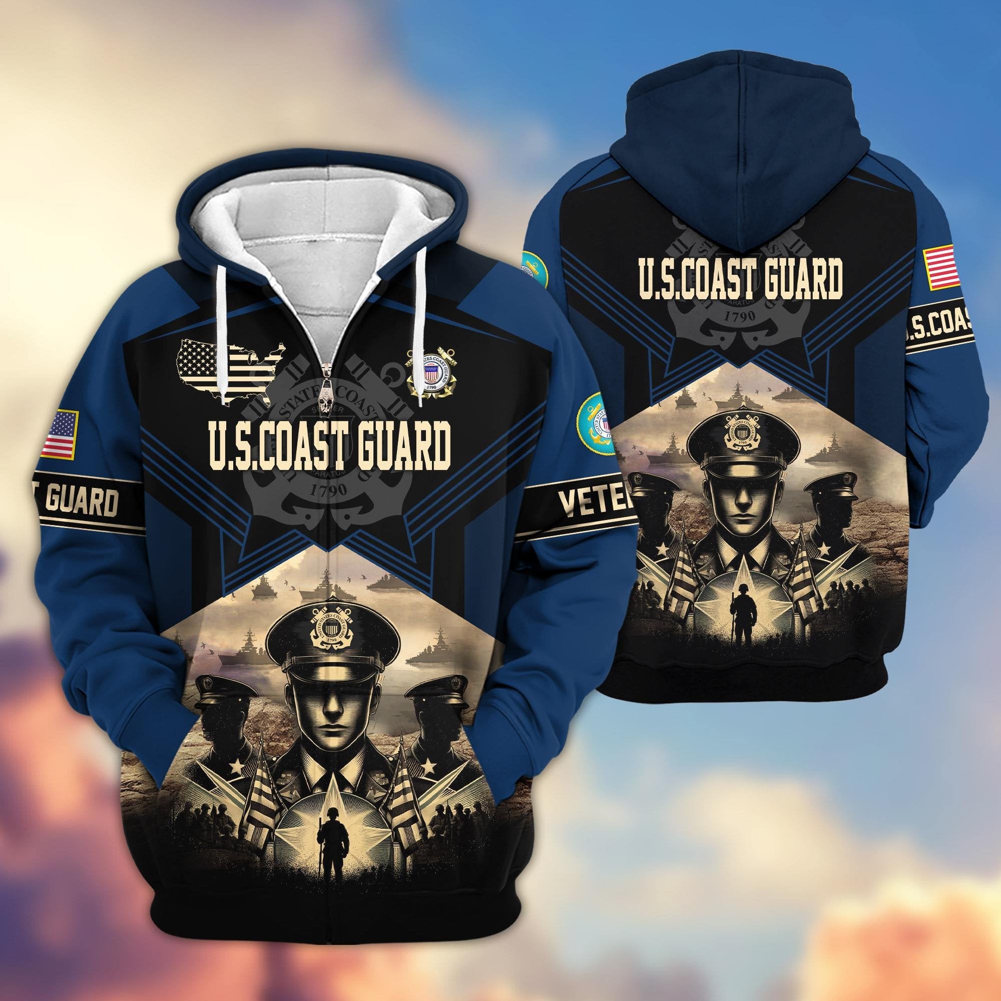 Premium Proudly Served US Veterans Zip Hoodie APHN121102, Gifts For US Veterans