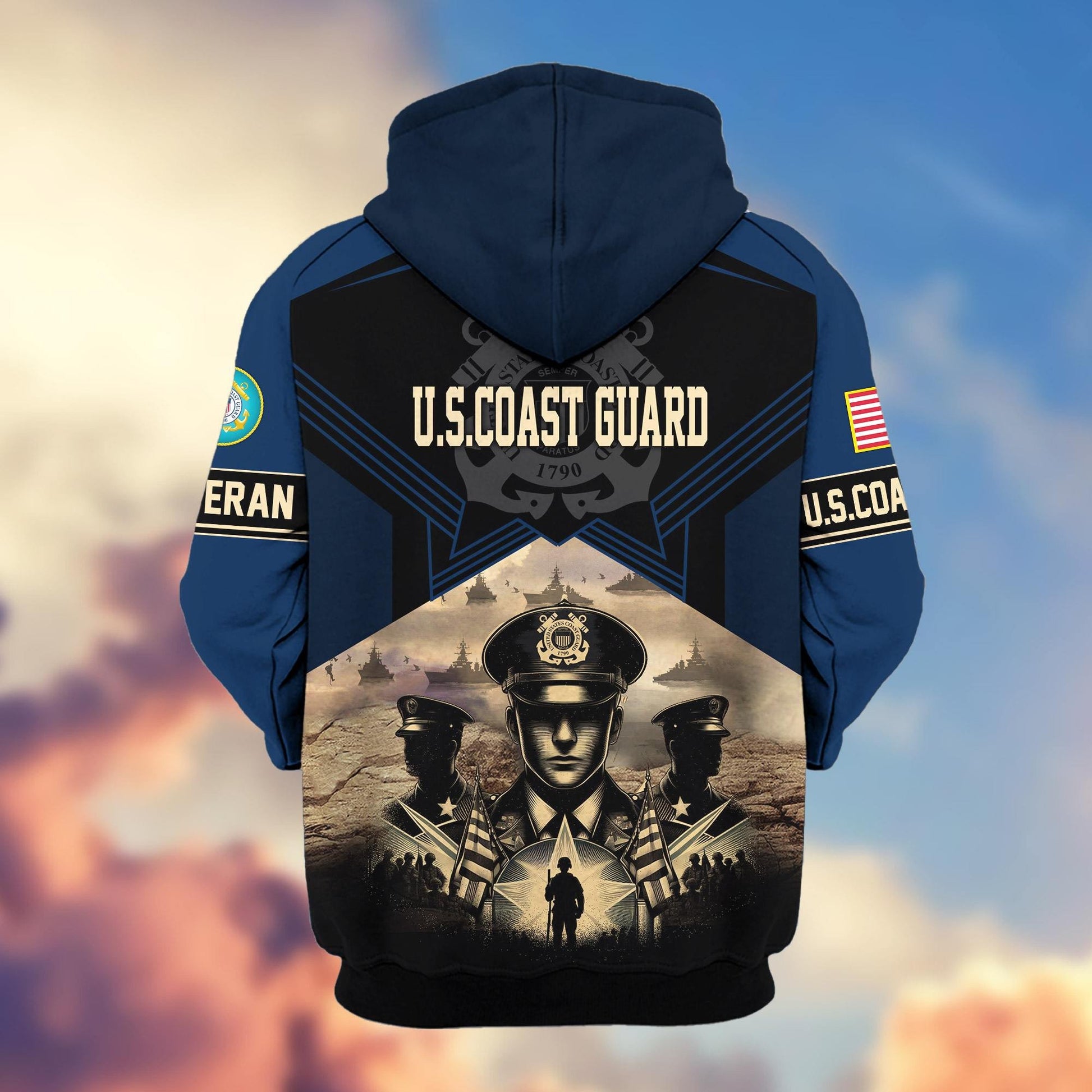 Premium Proudly Served US Veterans Zip Hoodie APHN121102, Gifts For US Veterans