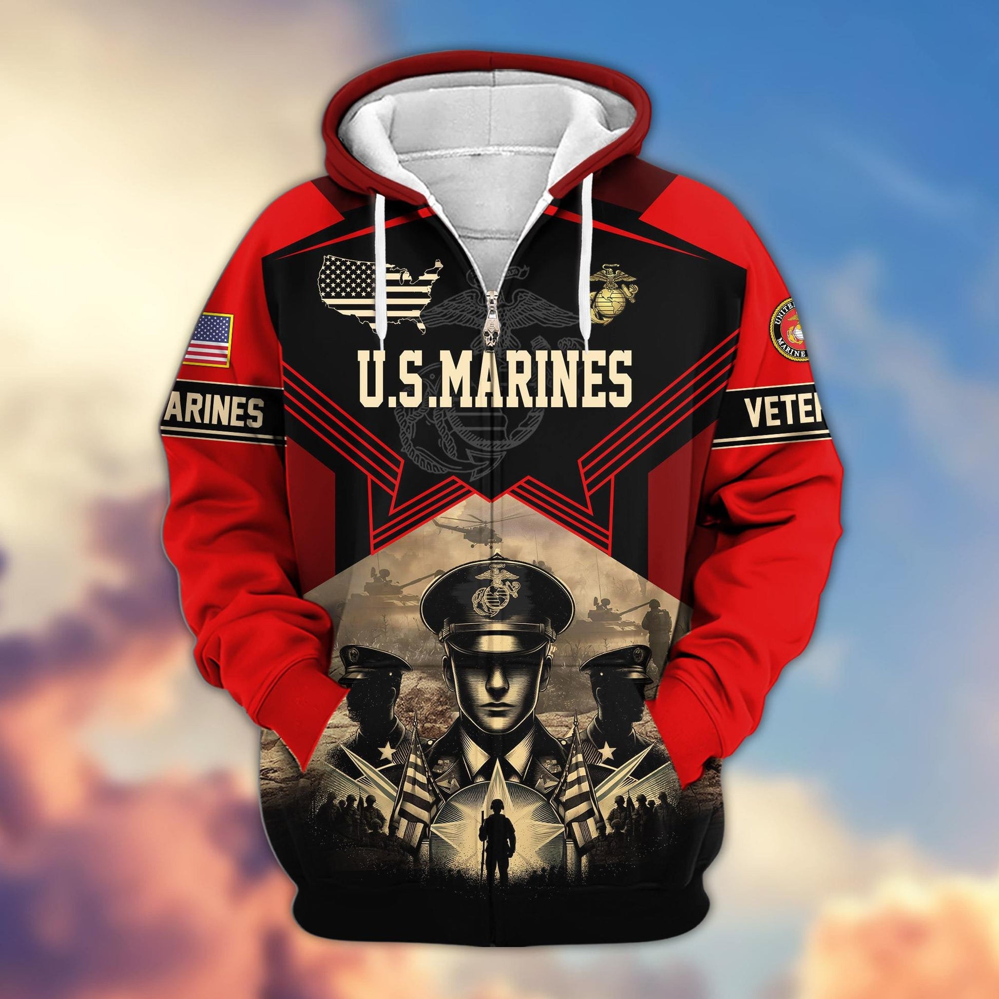 Premium Proudly Served US Veterans Zip Hoodie APHN121102, Gifts For US Veterans