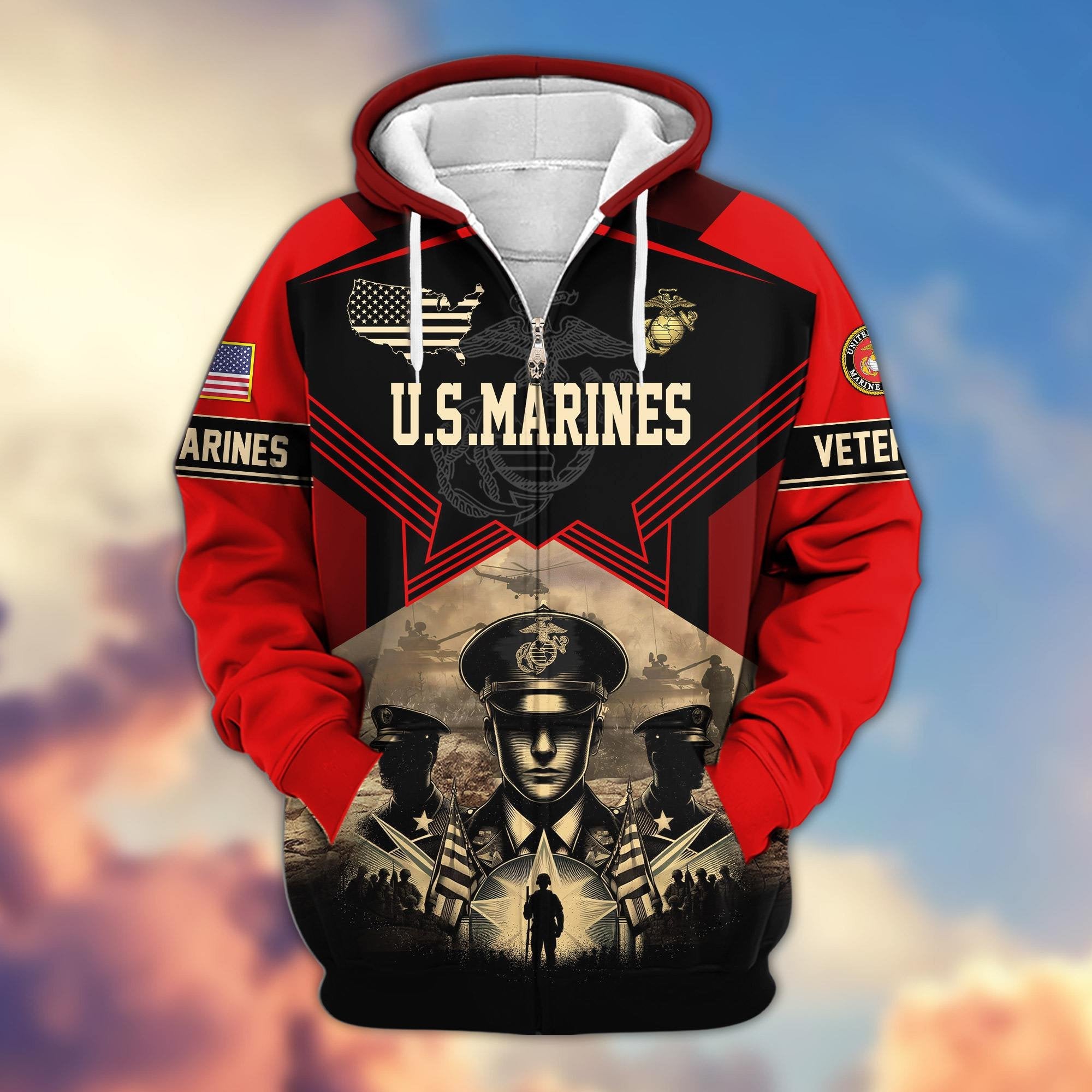Premium Proudly Served US Veterans Zip Hoodie APHN121102, Gifts For US Veterans