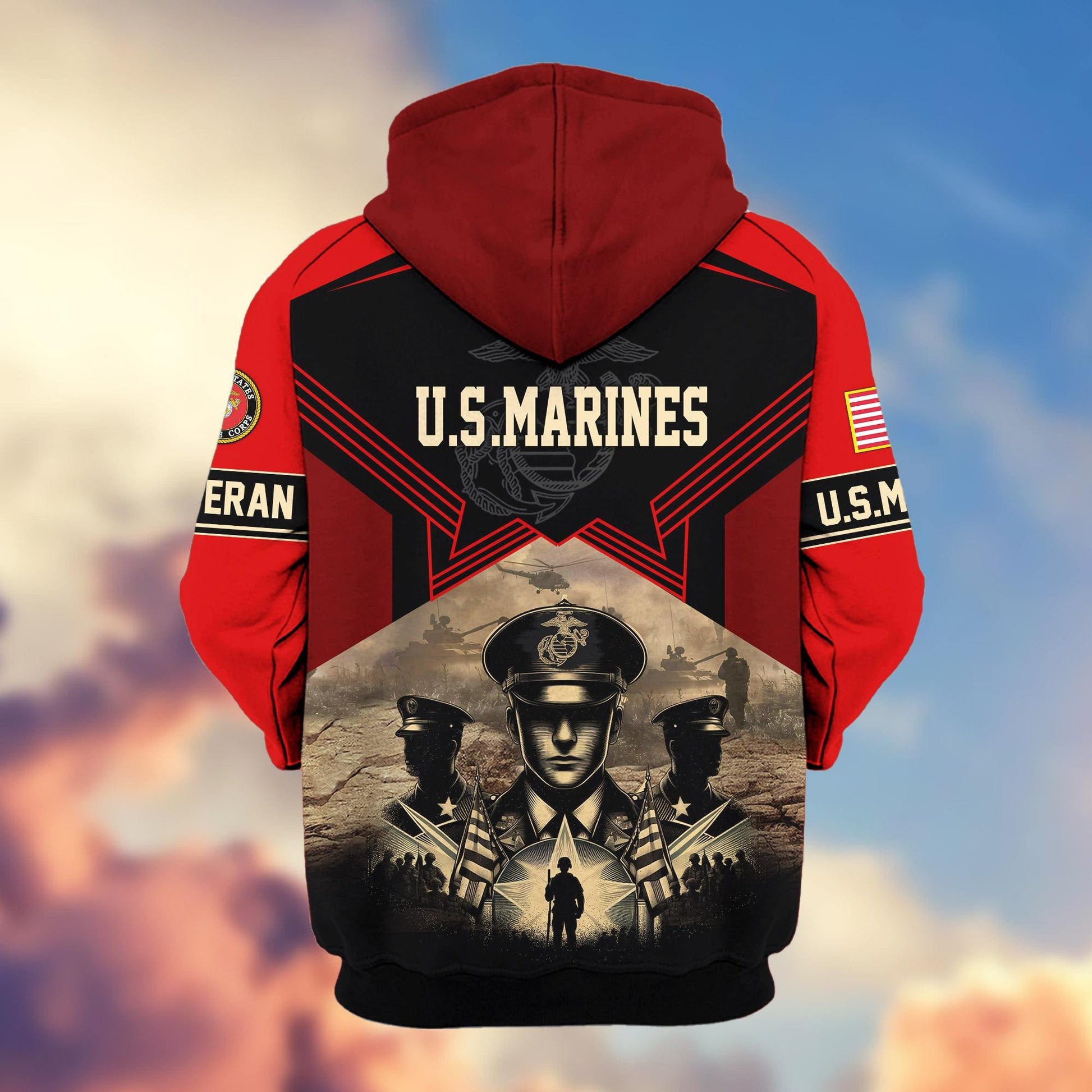 Premium Proudly Served US Veterans Zip Hoodie APHN121102, Gifts For US Veterans