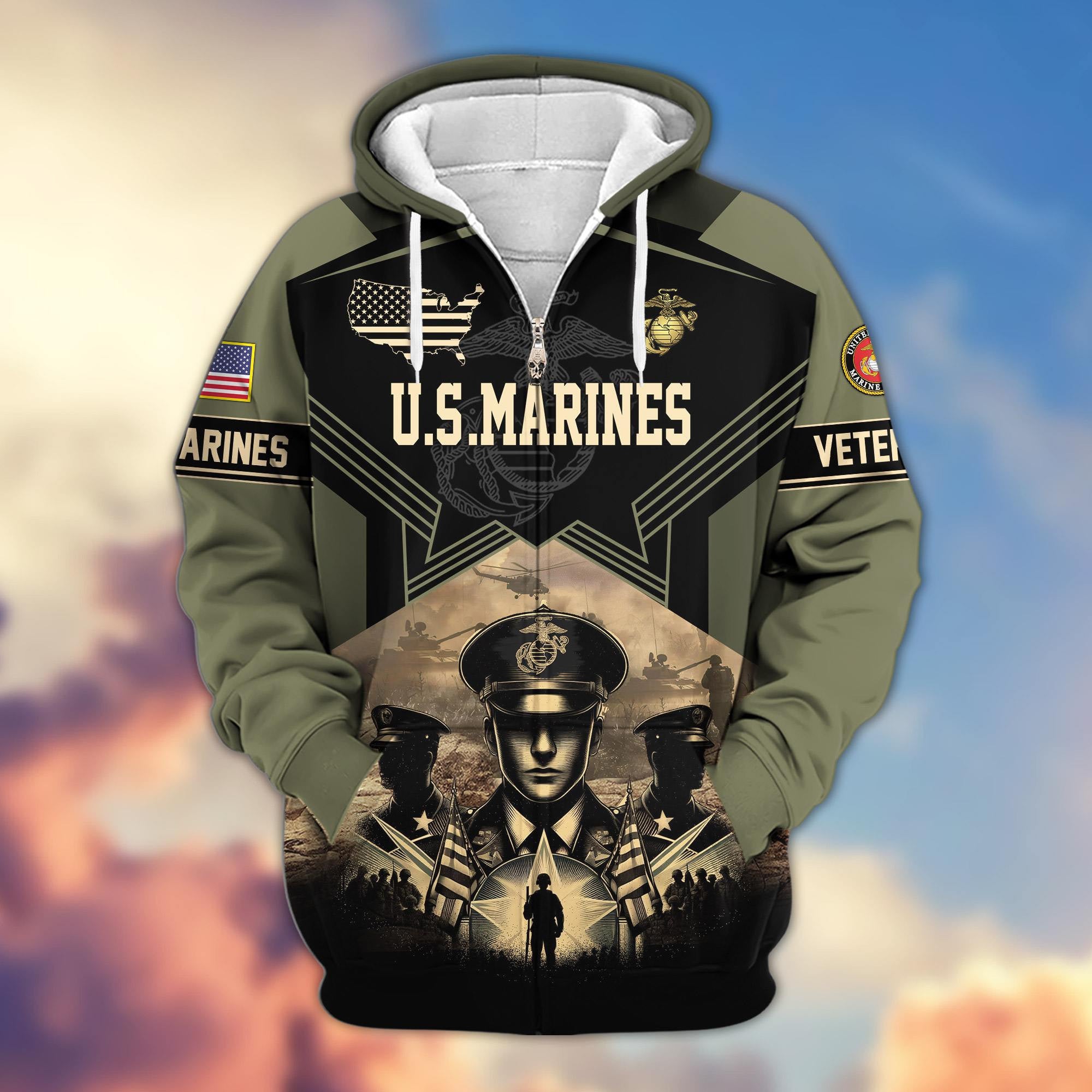 Premium Proudly Served US Veterans Zip Hoodie APHN121102, Gifts For US Veterans
