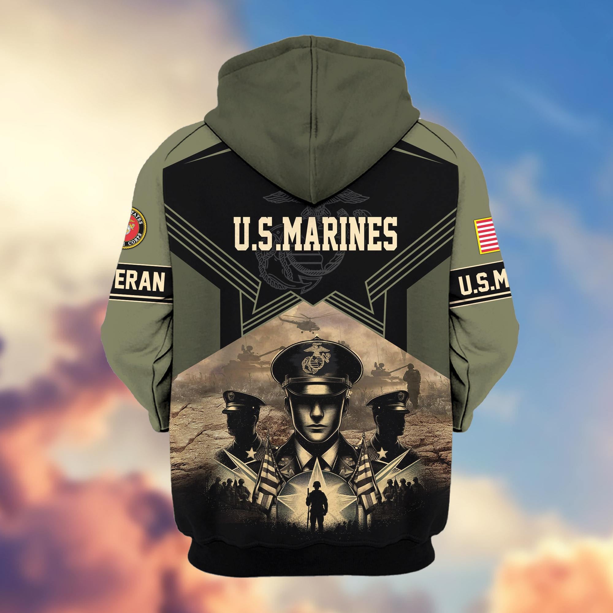 Premium Proudly Served US Veterans Zip Hoodie APHN121102, Gifts For US Veterans