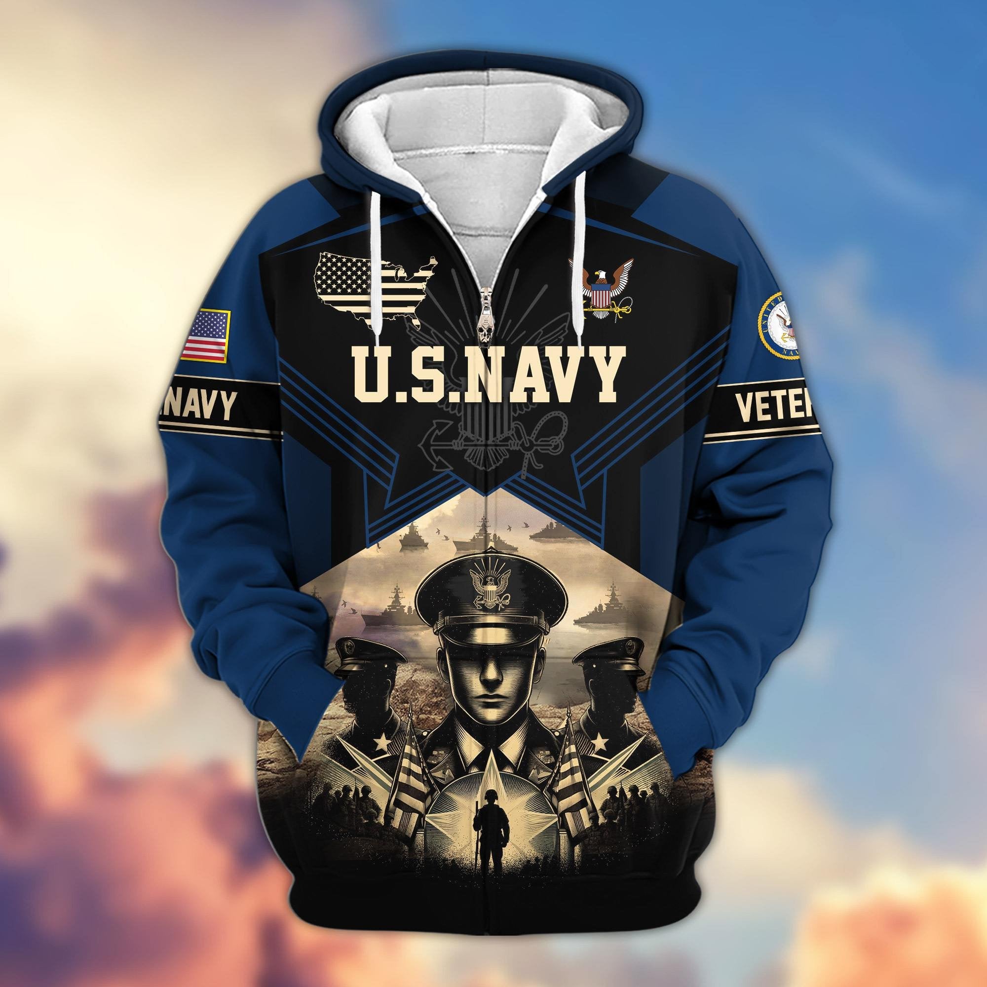 Premium Proudly Served US Veterans Zip Hoodie APHN121102, Gifts For US Veterans