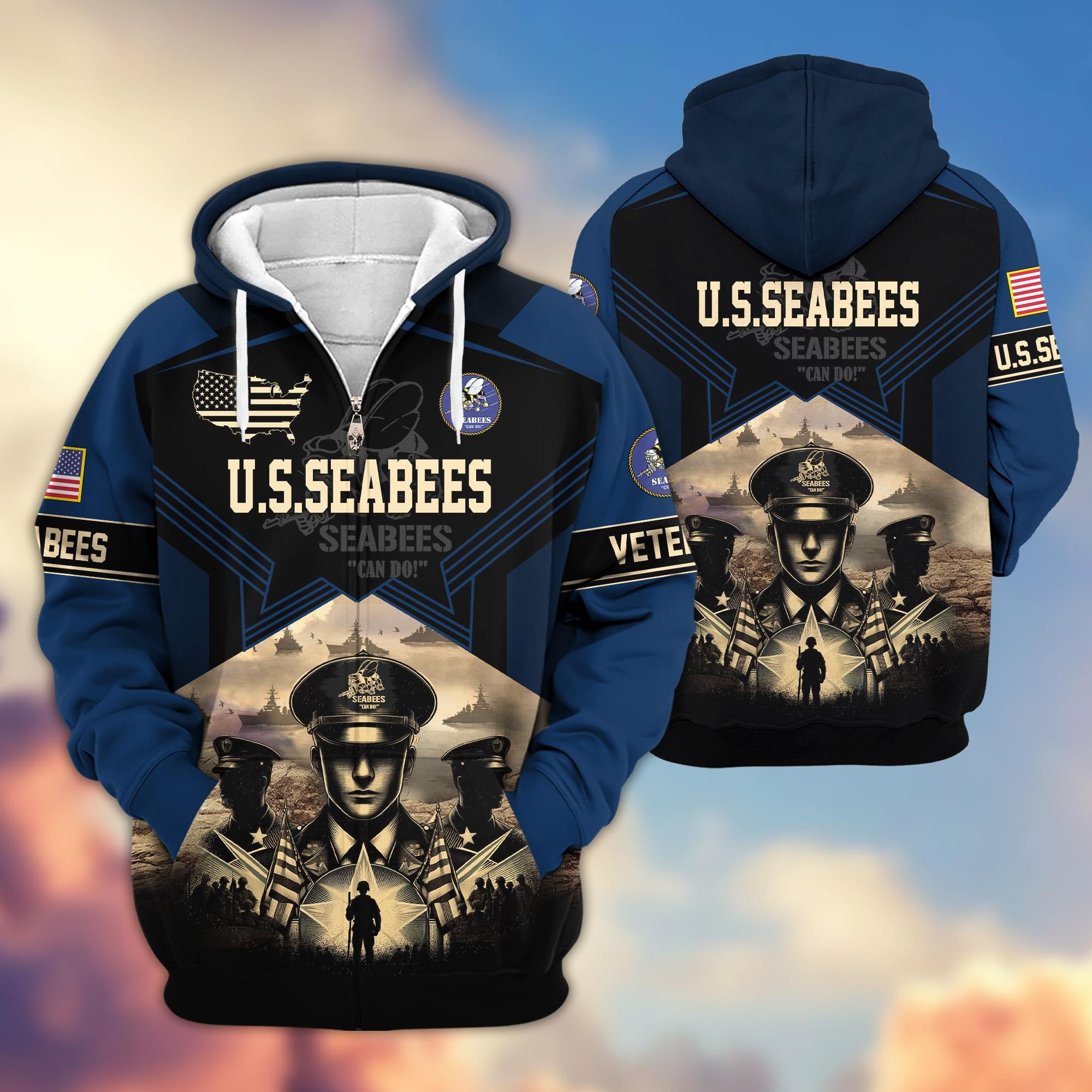 Premium Proudly Served US Veterans Zip Hoodie APHN121102, Gifts For US Veterans