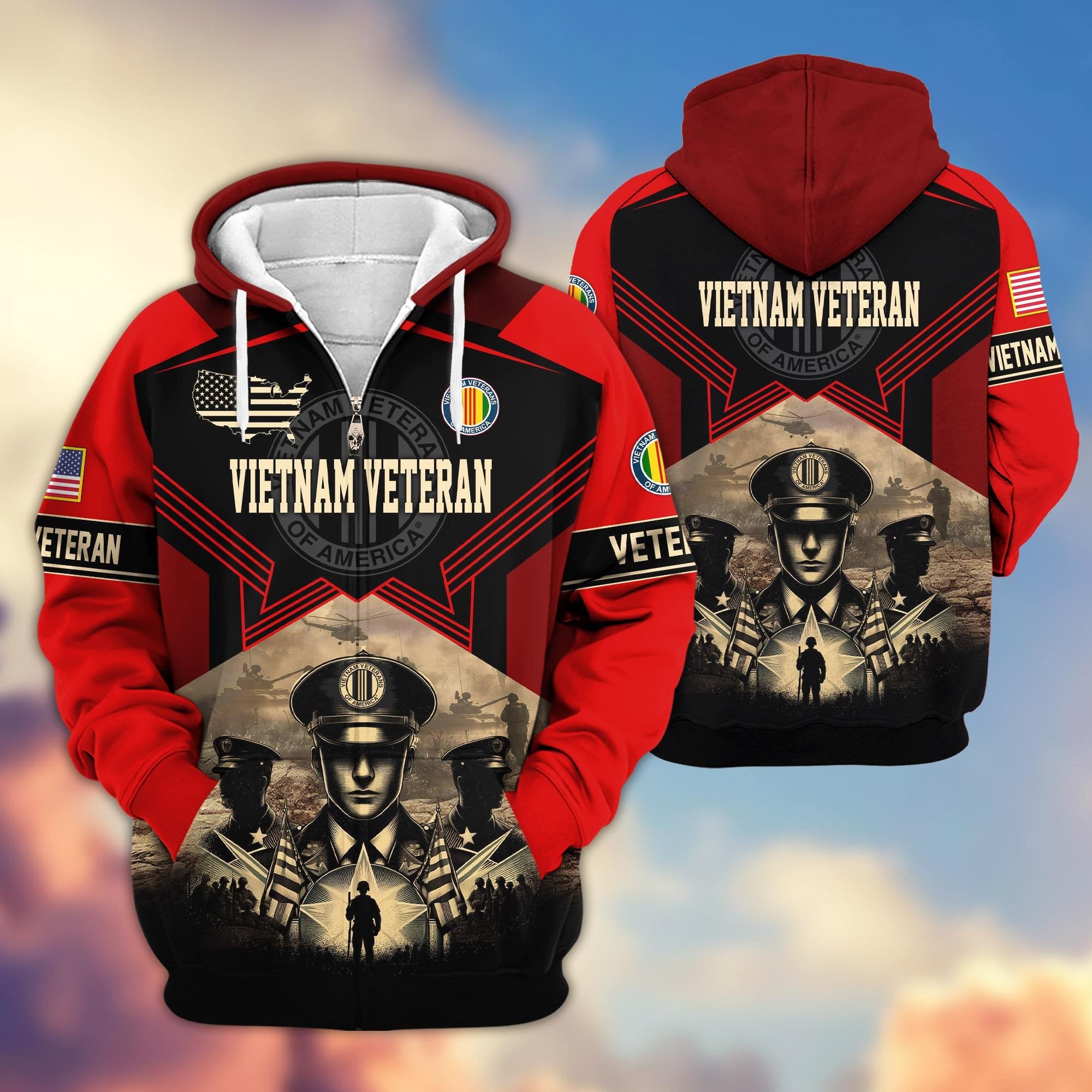 Premium Proudly Served US Veterans Zip Hoodie APHN121102, Gifts For US Veterans